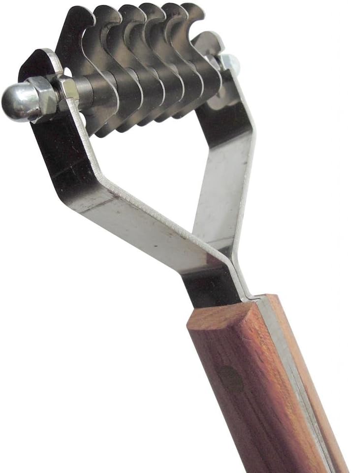 Mars Coat King Dematting Undercoat Grooming Rake Stripper Tool for Dogs and Cats, Stainless Steel with Wooden Handle for Thick Coats, 6-Blade Stripper for Groomers, Pet Owners