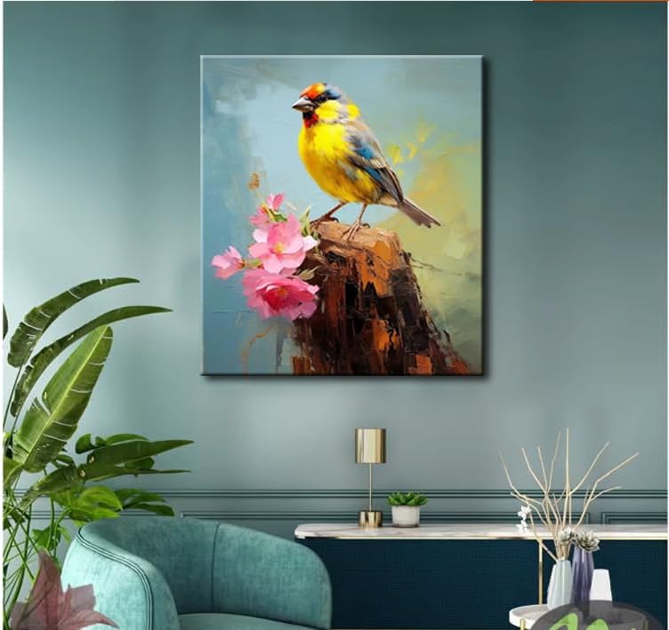 Bathroom Bird Decor Wall Art, Watercolor Bird Picture Canvas Wall Art Decor for Living Room Farmhouse Bathroom Decoration Framed Office Decor Kitchen Accessories 16"x24" 1 PCS
