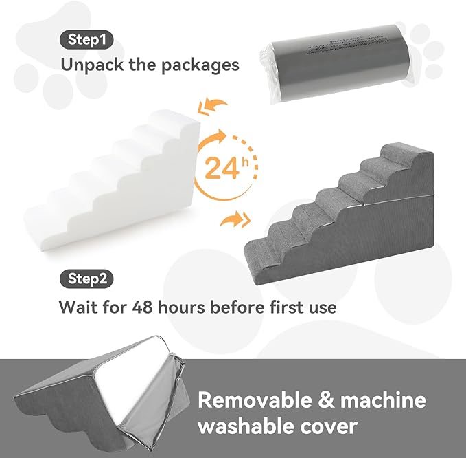 ๐ณ ๐ฆ๐๐ฒ๐ฝ๐ Dog Steps for High Bed, 30'' High Dog Stairs for Small Dogs, Waterproof Pet Stairs for Small Old Large Dogs and Cats with Removable Cover & PE Support Board for Bed, Car or Couch
