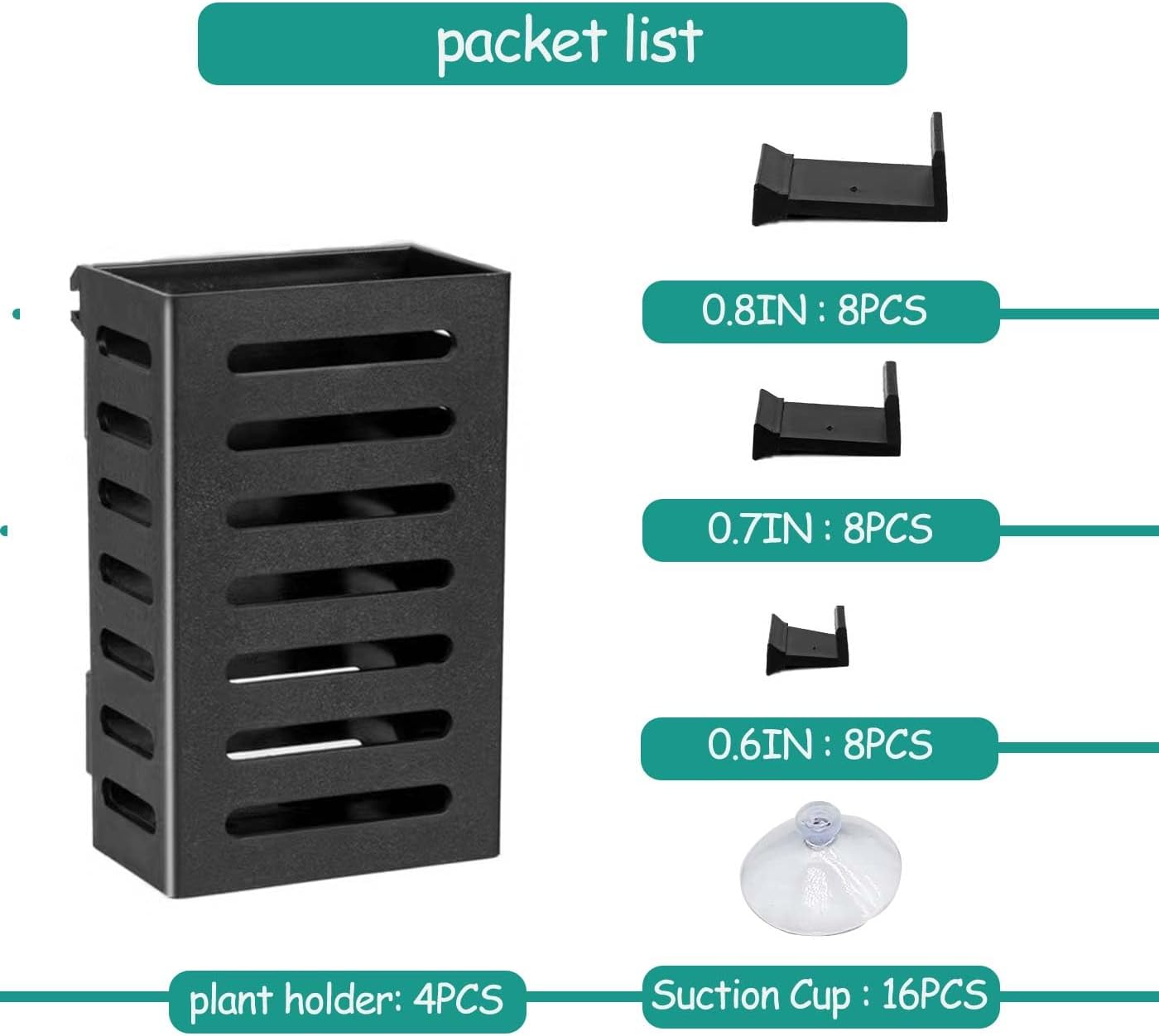 4 PCS Hanging Aquarium Planter Cups, Aquatic Plants Holder, Aquarium Planter Cup, Aquarium Decorations Plants Pot and Fish Tank Plants Pot for Live Aquarium Decor (Black-4 PCS)