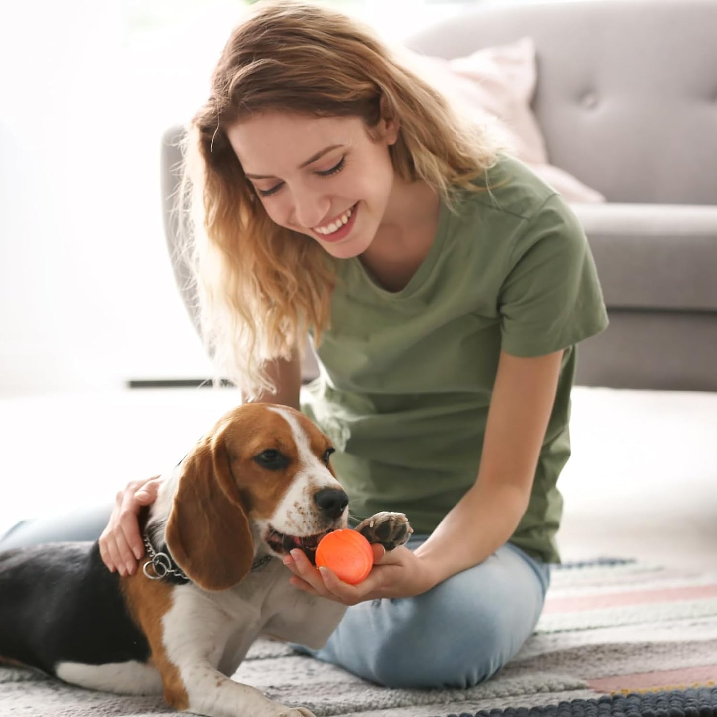 Jenaai 20 Pcs Indestructible Dog Toy Balls for Aggressive Chewers Chew Resistant Solid Rubber Bouncy Ball for Teeth Cleaning, 2in/5cm Diameter(Orange)