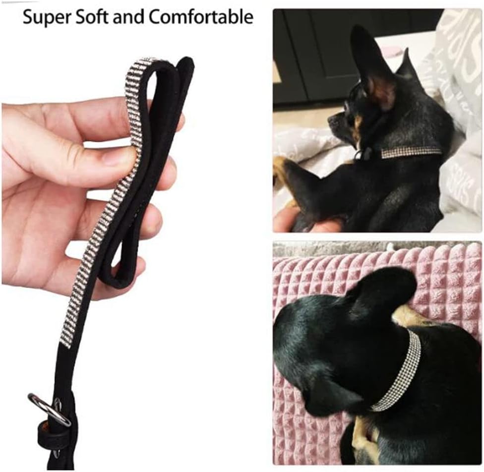 Rhinestone Dog Collar for Small Dogs, Bling Diamond Fancy Crystal Glitter Pretty Jewel Pet Puppy Collars for XXS XS Small Medium Large Breed Girl Dogs Female Cats Kitten, Colorful Black XSmall