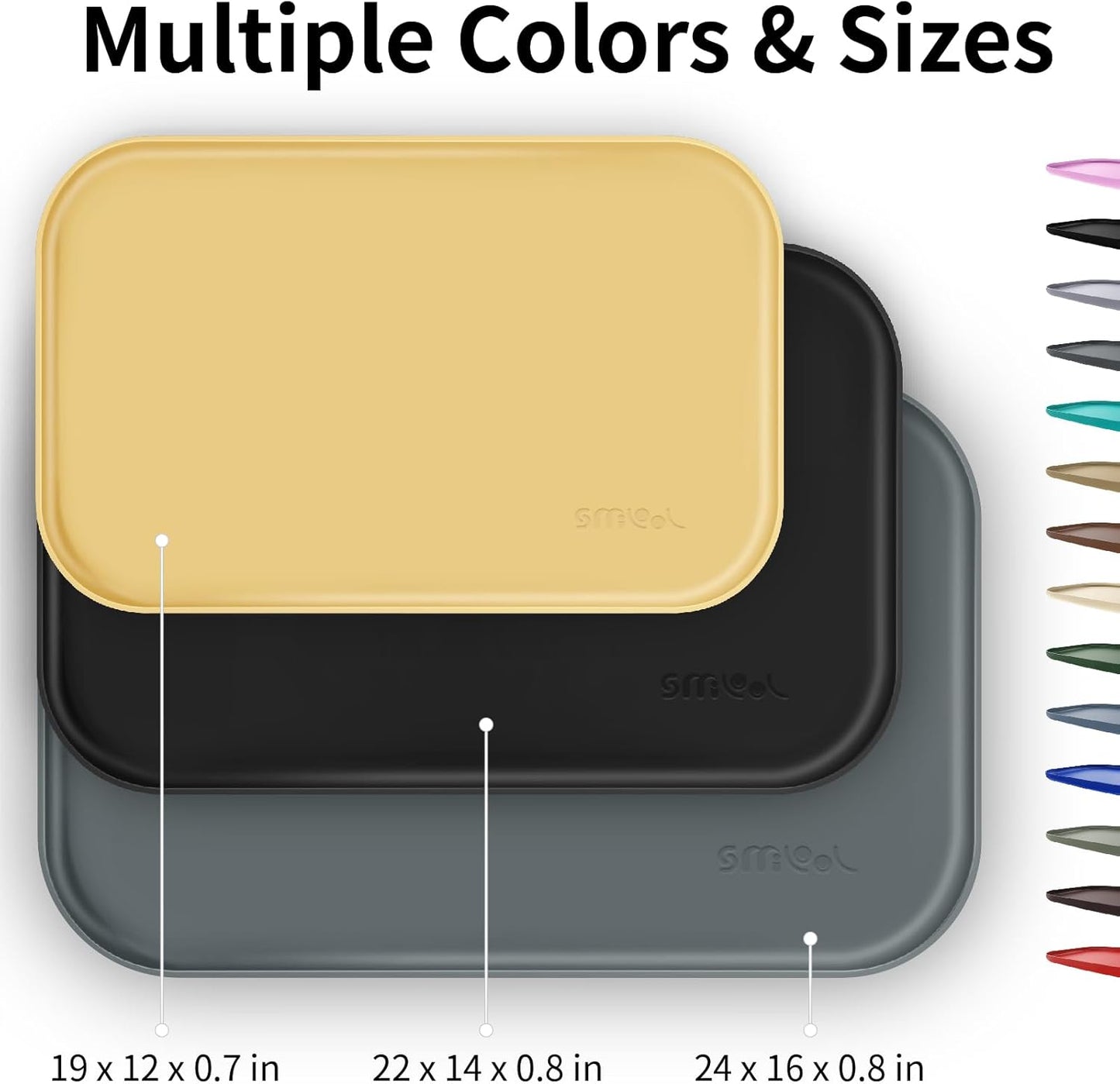 Silicone Pet Feeding Mat with Raised Edge for Food and Water, Dog Bowl Mats, Cat Bowls Placemat with High Lip for Floor Waterproof, Rubber Tray for Cats and Dogs 24 x 16 x0.8 Slate Blue