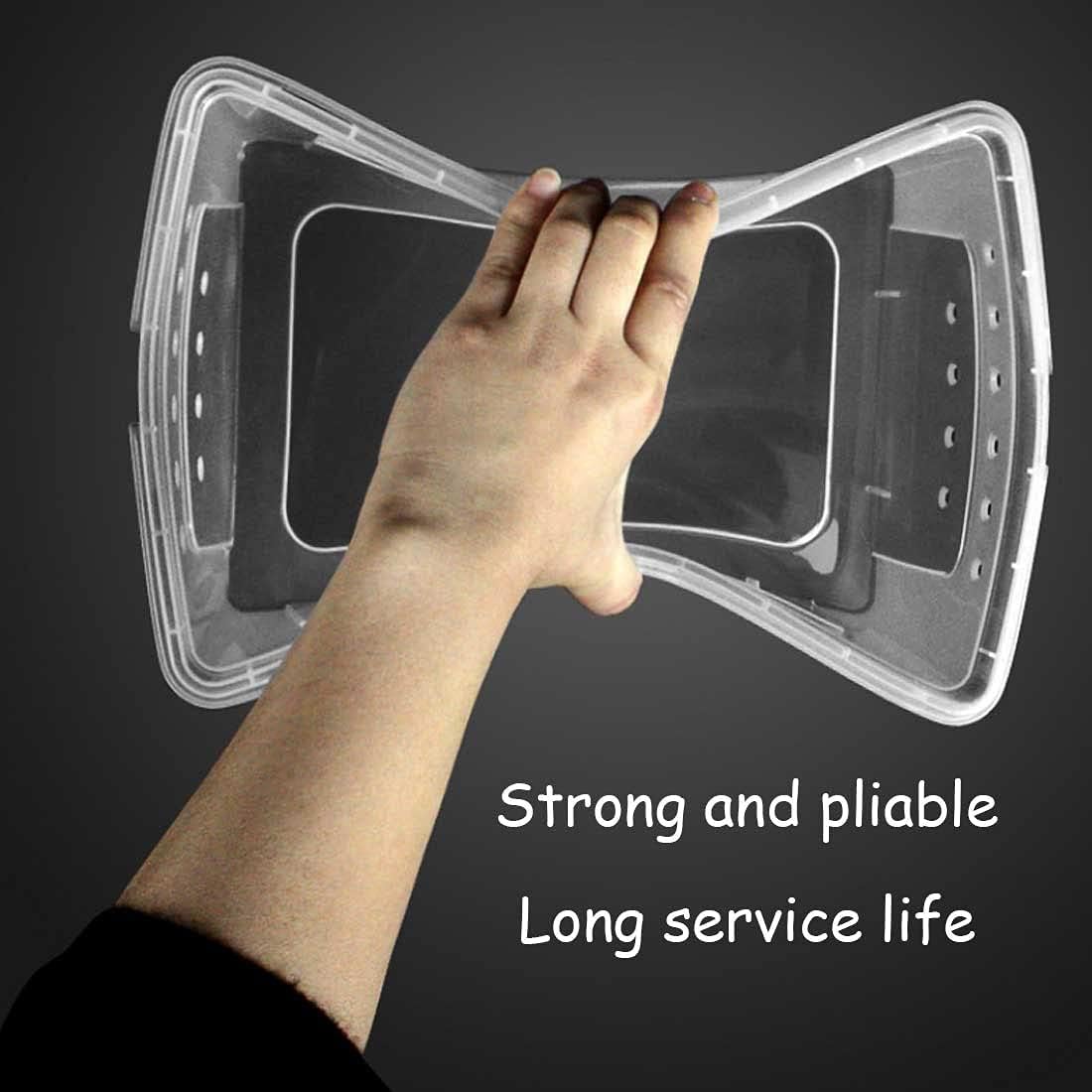 kathson Reptile Feeding Box Portable Small Snake Terrarium Habitat Mini Pet Breeding Cage Hatching Container Transparent Lizard Houses for Tarantula Spider Scorpion Gecko Frog 2PCS (Black)