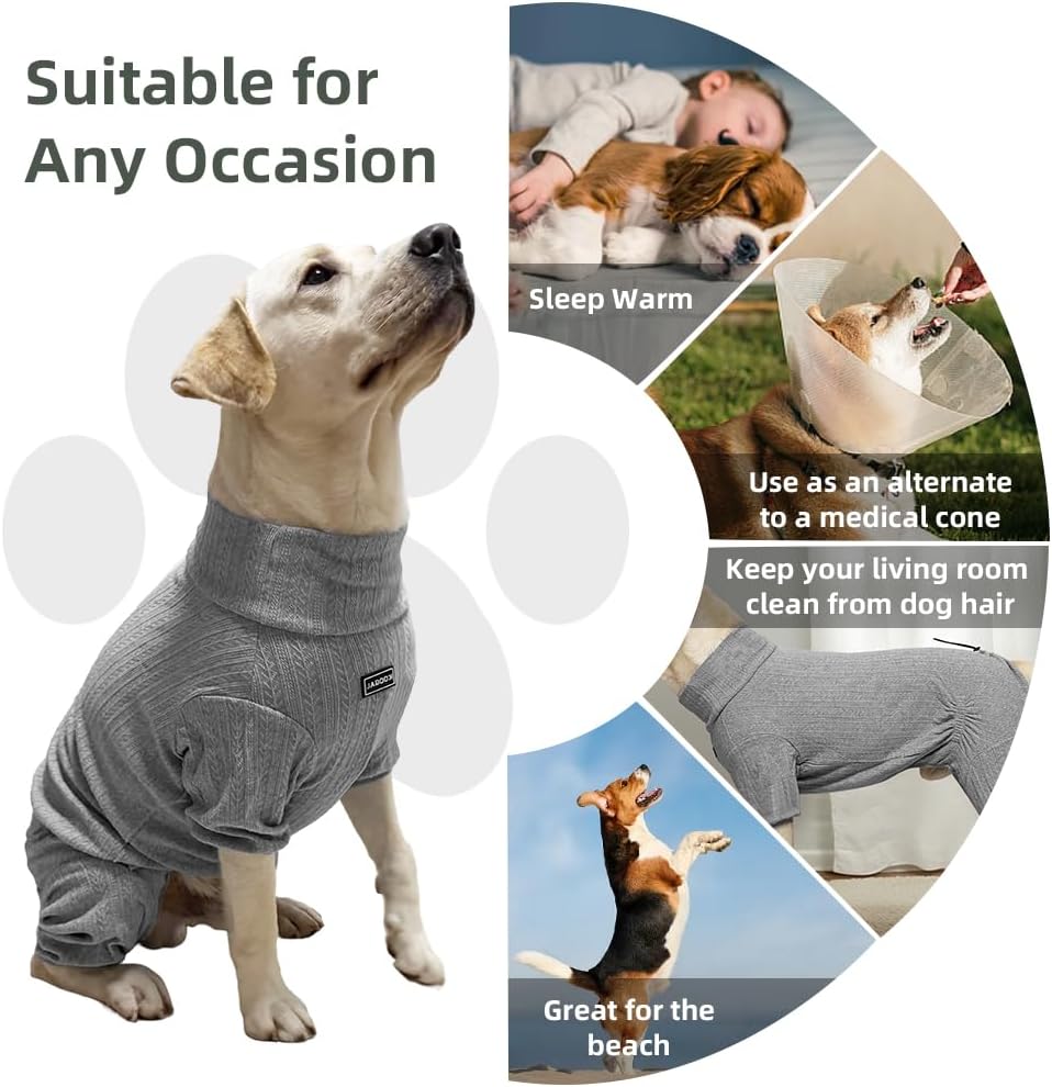 Dog Pyjamas PJS Sweater Clothing and Loungewear Suitable for Medium to Large Breeds of Dogs, Neutering Suits, Extra-Large Stretch Fabric, Four-Legged Dogs Clothes Pyjamas(Sweater Gray, 3XL)