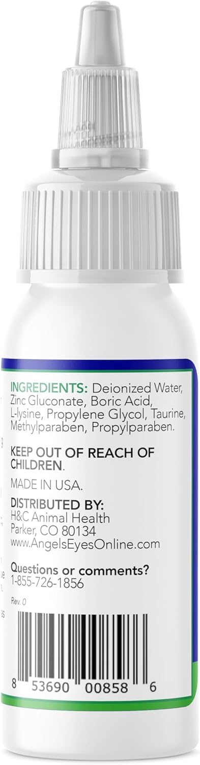 ANGELS’ EYES Zinc-Otic Ear Relief Treatment for Dogs and Cats Soothe Ear Infections Calm Itchy Inflamed Ears Natural BA and Zinc Formula 1 Ounce