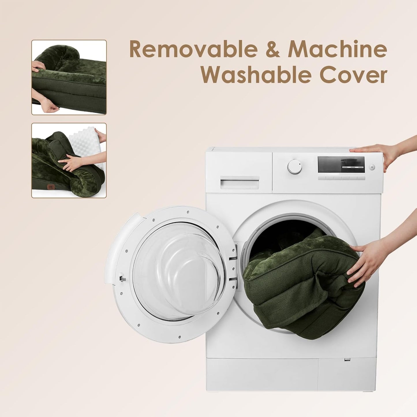 EHEYCIGA Orthopedic Dog Beds for Extra Large Dogs, Waterproof Memory Foam XL Pet Bed with Sides, Non-Slip Bottom and Egg-Crate Foam Big Dog Couch Bed with Washable Removable Cover, Dark Green