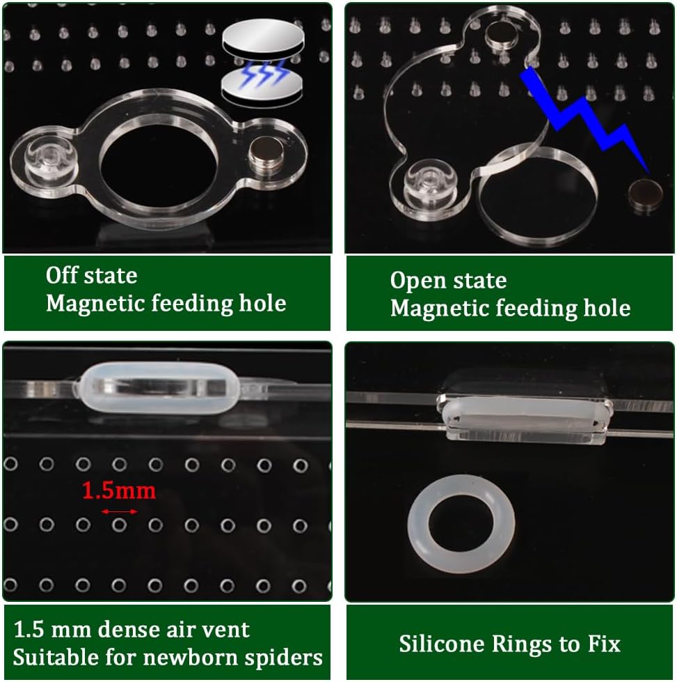 Reptile Terrarium,Tarantula Enclosure,Jumping Spider Enclosure for Tarantula Scorpion Sling Isopods Snail Reptile Invertebrates Accessories(4" X4 X4 )
