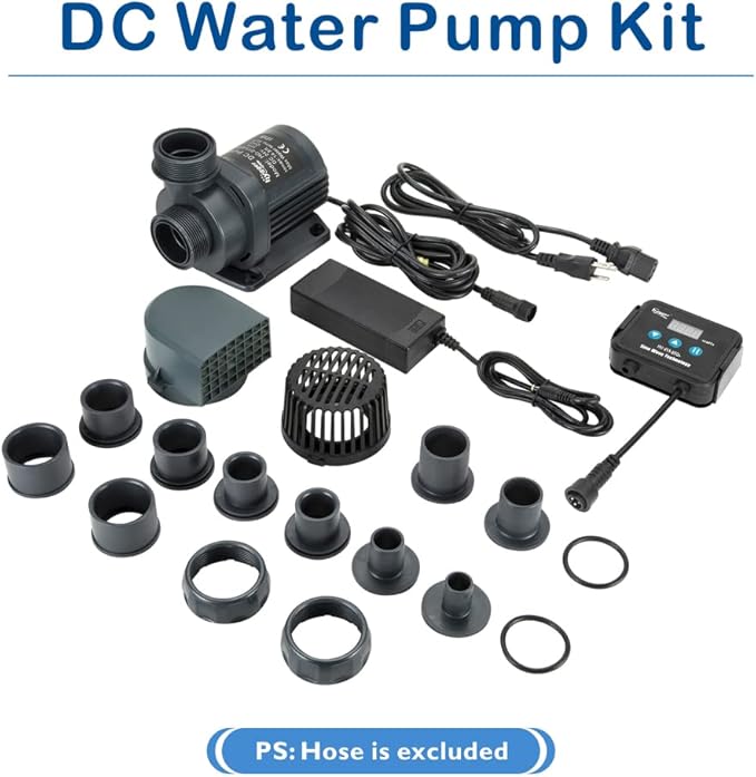 hygger 24V DC Water Pump Inline/Submersible Saltwater Aquarium Pump with LCD Display Controller 1350 GPH Return Pump for Coral Reef Tank Sump