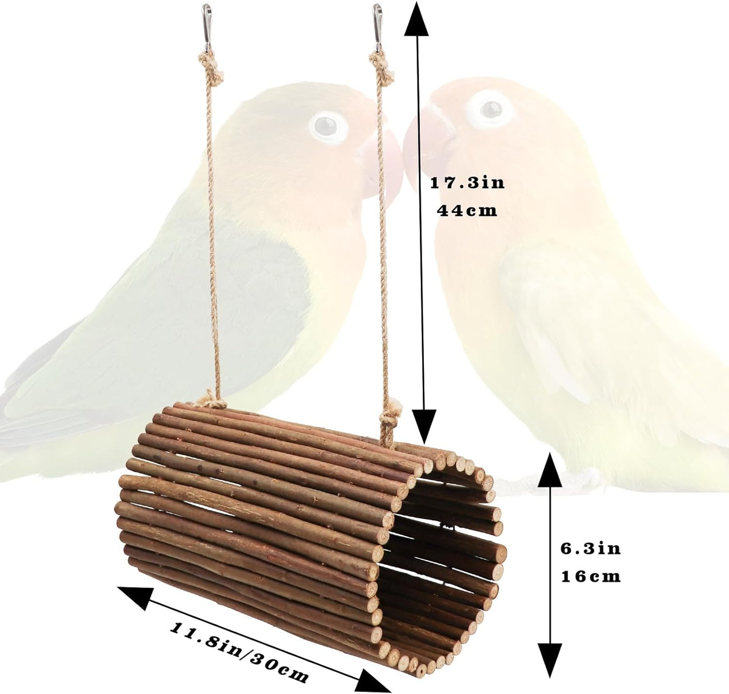 Bird Parrot Swing Toys, Hanging Bird Perch Stand, Natural Willow Wood Parrot Hammock, Bird Cage Accessories, Suitable for Little Bird Parakeets Cockatiels Lovebirds Hamster Rat (6.3" in Diameter)