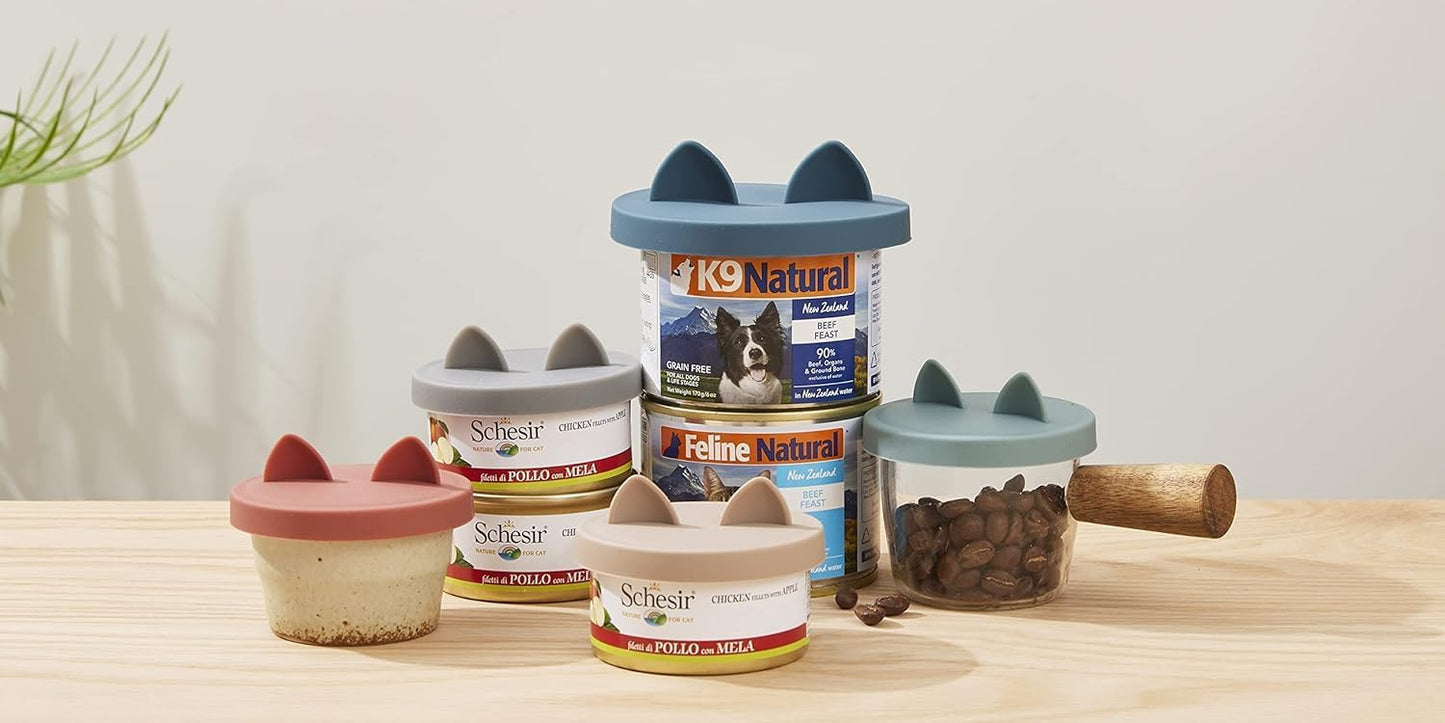 OHMO 2 Pack Dog Food Can Lids, (3,12, 14oz etc.) Universal Size BPA Free Silicone Covers for Cat and Pet Food