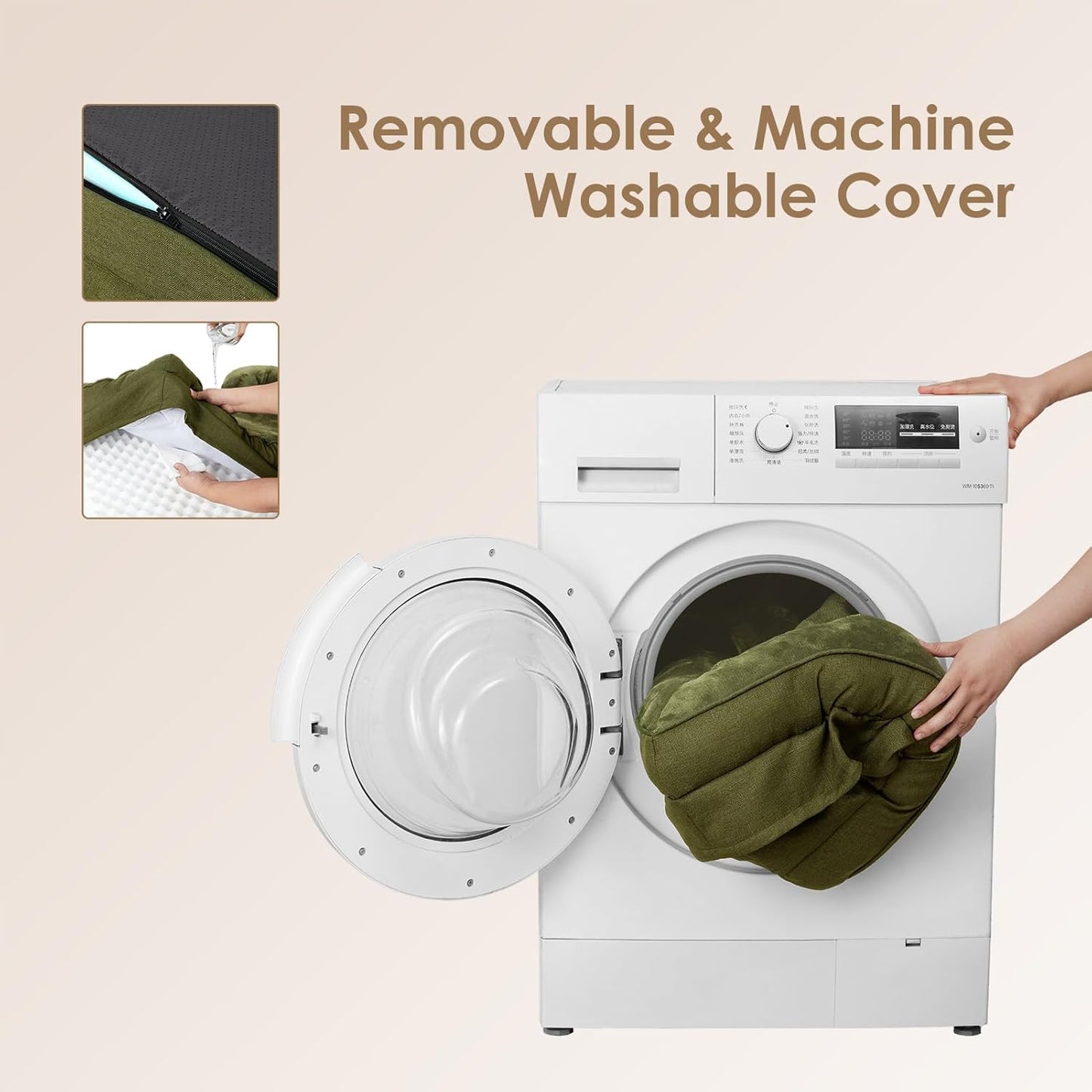 EHEYCIGA Orthopedic Dog Bed for Medium Dogs, Waterproof Memory Foam Medium Pet Beds with Sides, Non-Slip Bottom and Egg-Crate Foam Dog Couch Bed with Washable Removable Cover, Olive Green