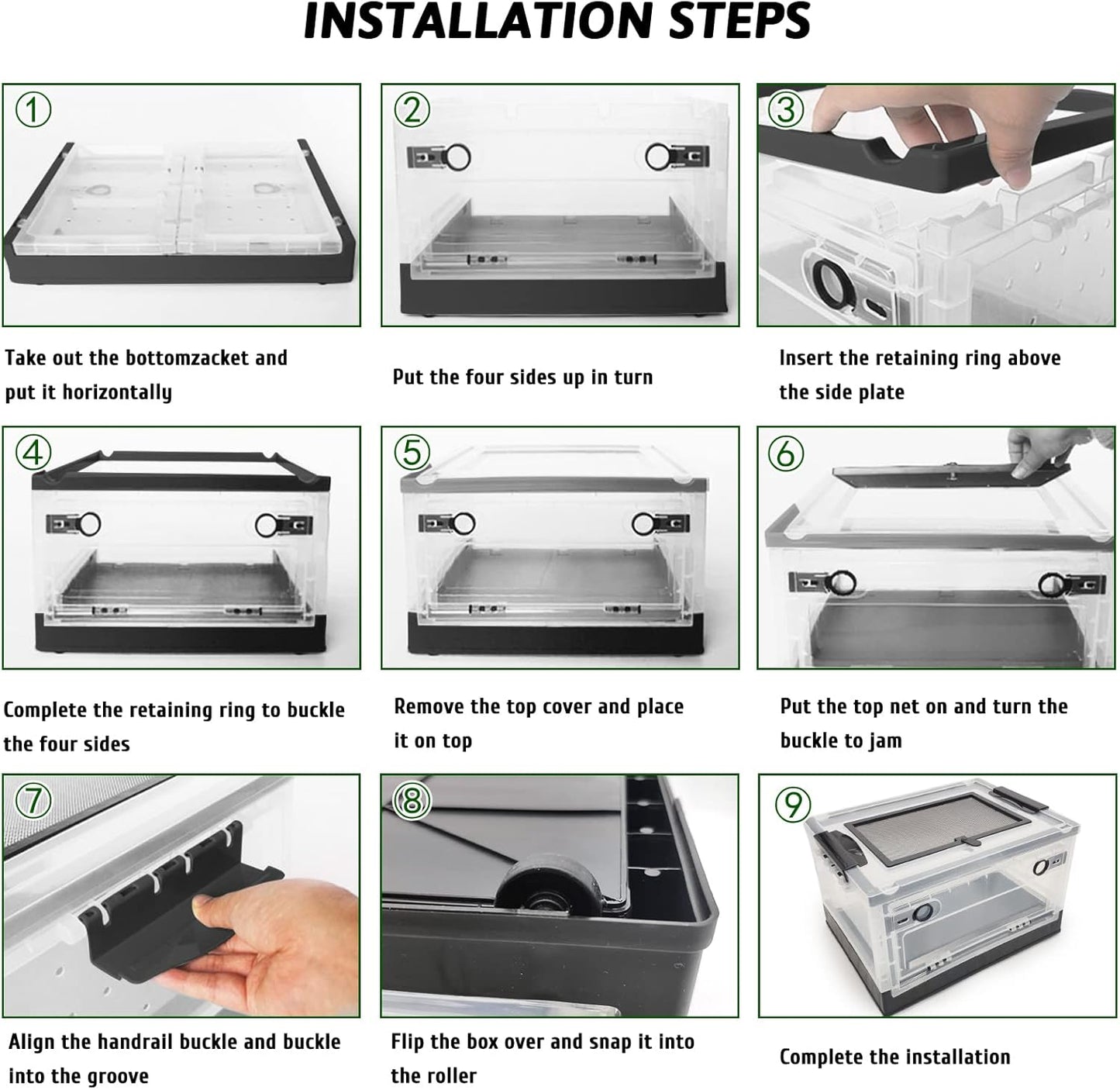 Hamiledyi Collapsible Gecko Tank Starter Kits, Reptile Travel Carrier 15.6" x 11.6" x 9.4" Small Portable Habitat Cages for Leopard Gecko, Bearded Dragon, Snake, Tortoise(White)