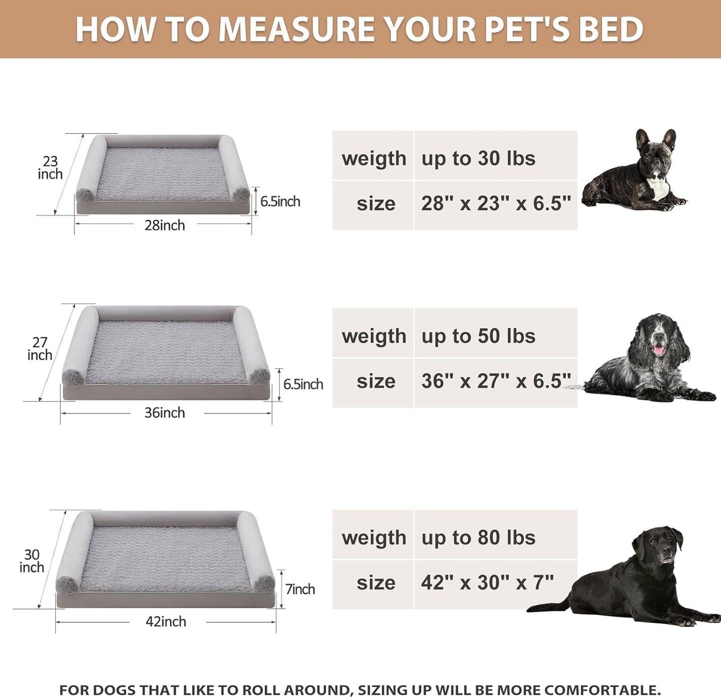 BFPETHOME Dog Beds for Large Dogs, Orthopedic Dog Bed for Medium Large Dogs,Big Waterproof Couch Pet Bed with Removable Washable Cover