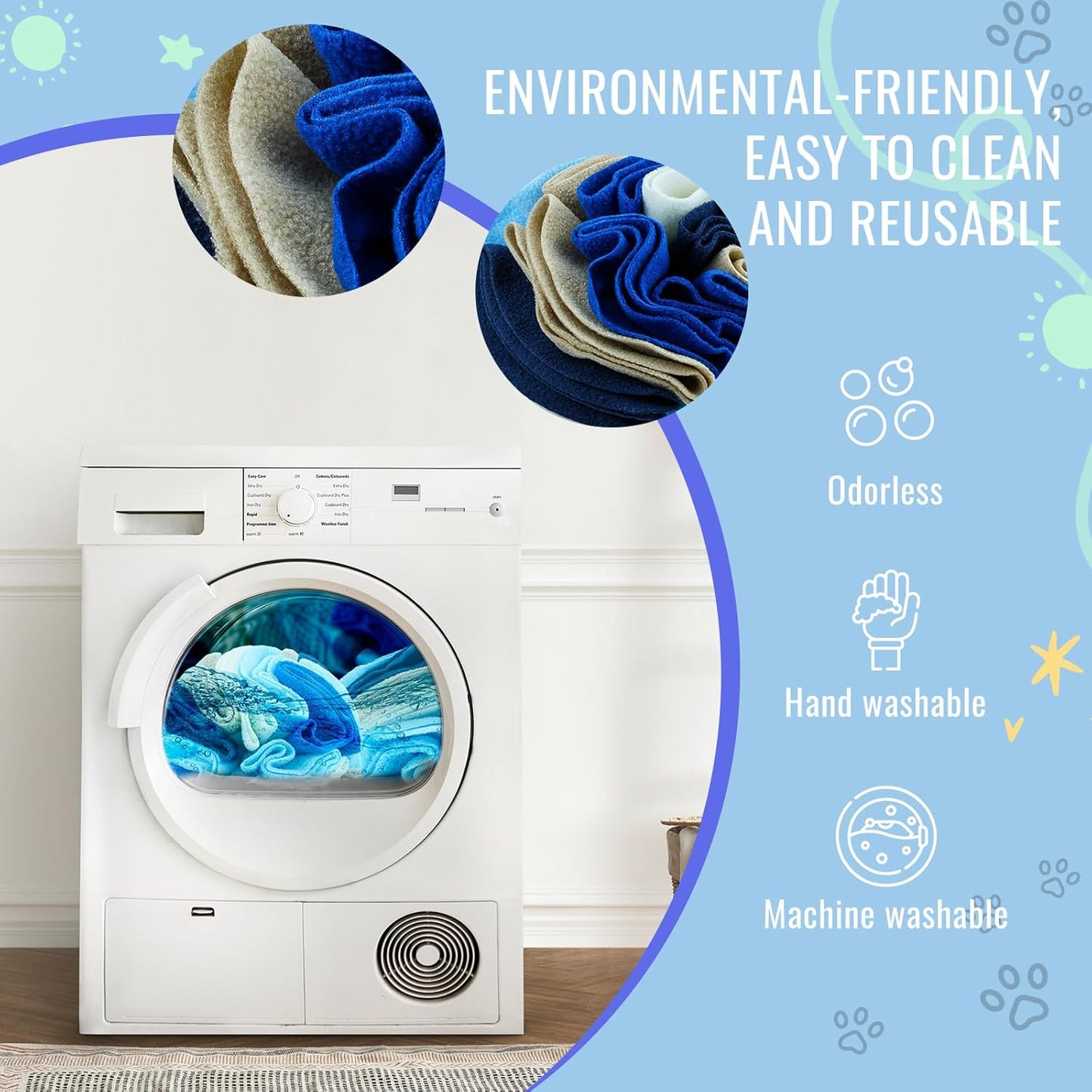 Pet Snuffle Ball, Puzzle Sniffing Interactive Dog Ball for Blind Dogs Training Stress Relief Dog Enrichment Toys Treat Machine Washable (15cm, Serenity Blue)