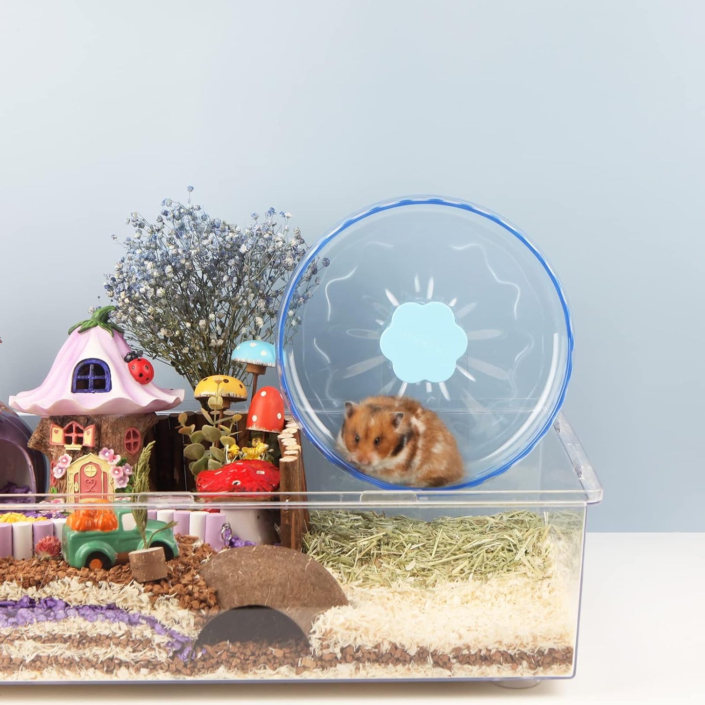 Bucatstate Super Silent Hamster Wheel Hamster Accessories Hamster Running Toys Small Animals Exercise Wheels Transparent 10.2 Inches