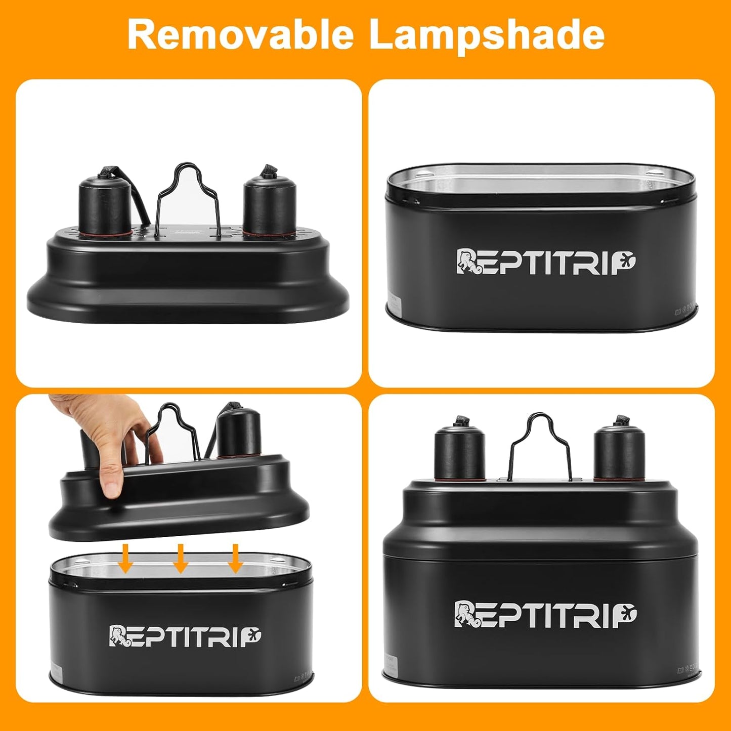 Dual Reptile Light Fixture with Switches, Reptile Heat Lamp Fixture, Reptiles Terrarium UVB Bulb Fixture for Bearded Dragon, Max 160W Each