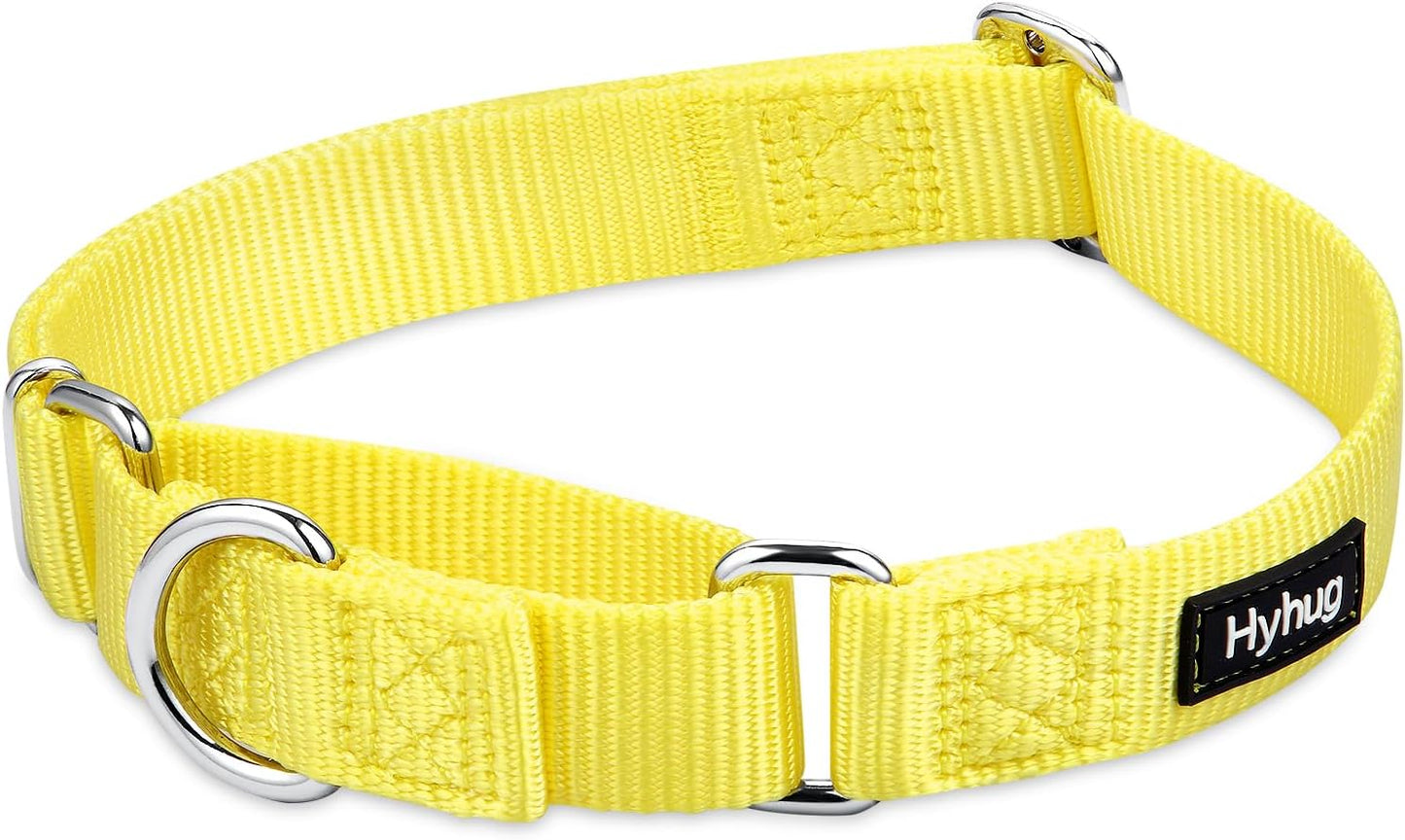Hyhug Pets Premium Upgraded Heavy Duty Nylon Anti-Escape Pup Martingale Collar for Boy and Girl Dogs Comfy and Safe - Professional Training, Daily Use Walking. (Small, Illuminating Yellow)