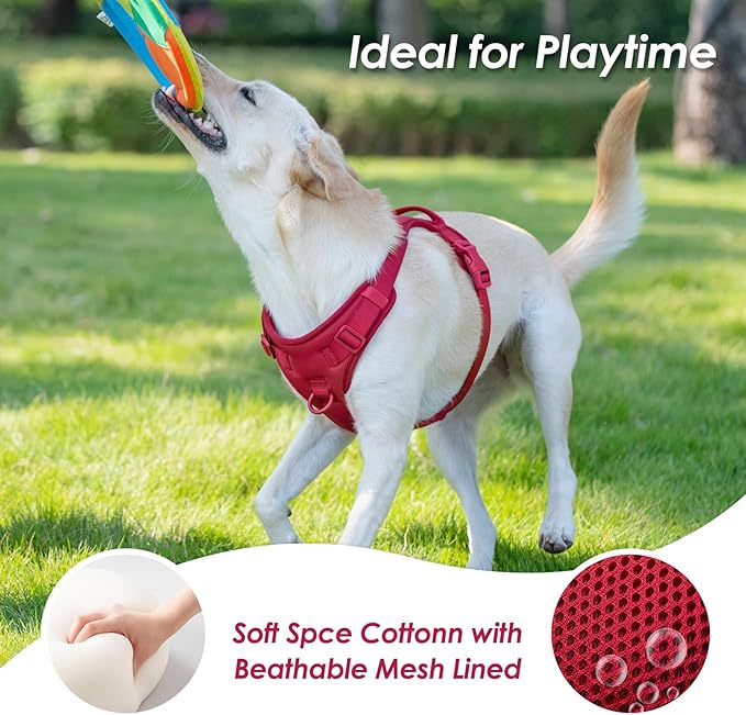 No Pull Dog Harness, Puppy Vest with Front Clip for Small Medium Large Sized Dog(Burgundy Red,M)