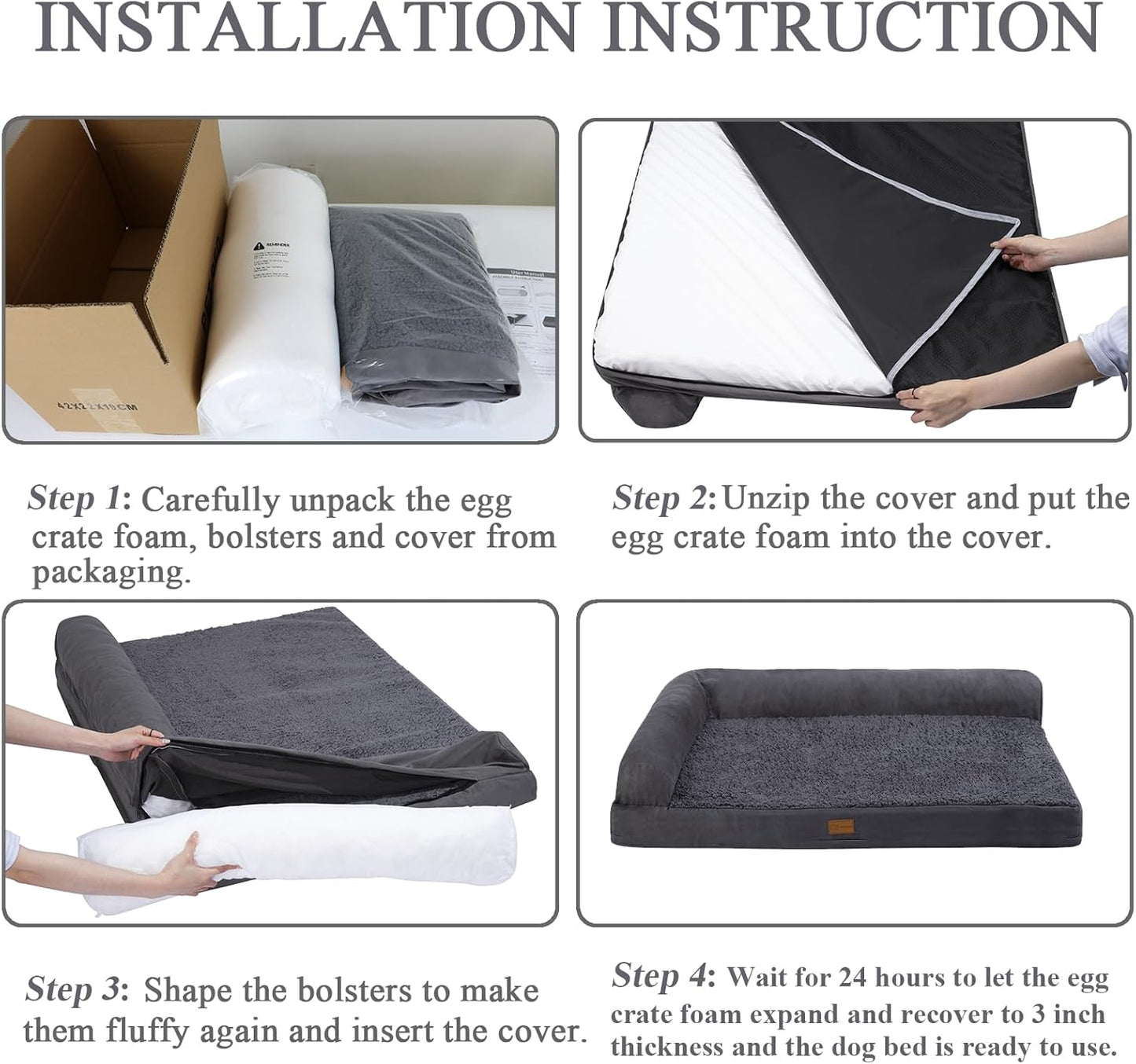 Dog Beds for Large Sized Dog, Washable Large Dog Bed Couch with Waterproof and Removable Cover, Orthopedic Dog Crate Bed Sofa with Nonskid Bottom, Pet Bed for Dogs Up to 95lbs, 44" L x 32" W x 7" Th