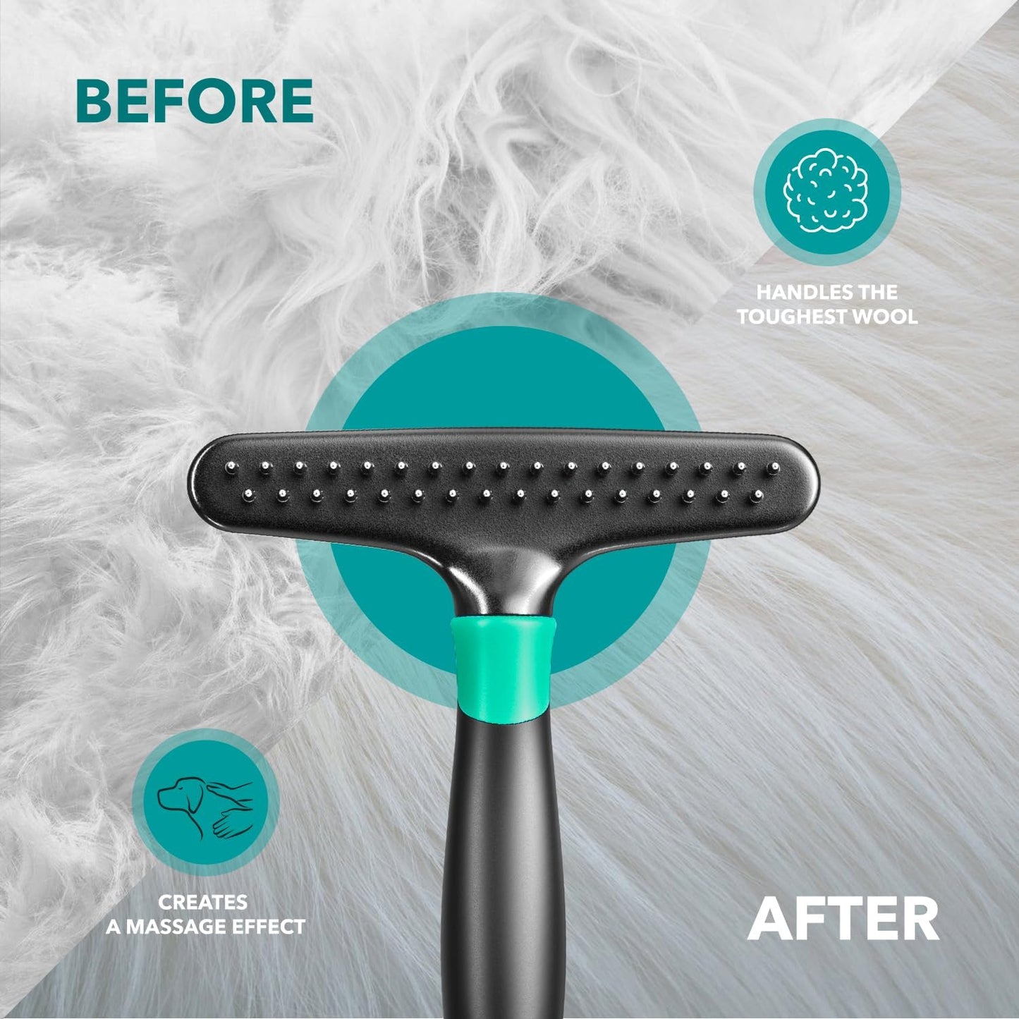 Deshedding Brush Comb - Undercoat Rake for Dogs, Cats, Short, Long Hair Coats - Double Row Stainless Steel Pins - Reduce Shedding by 90% (Green)