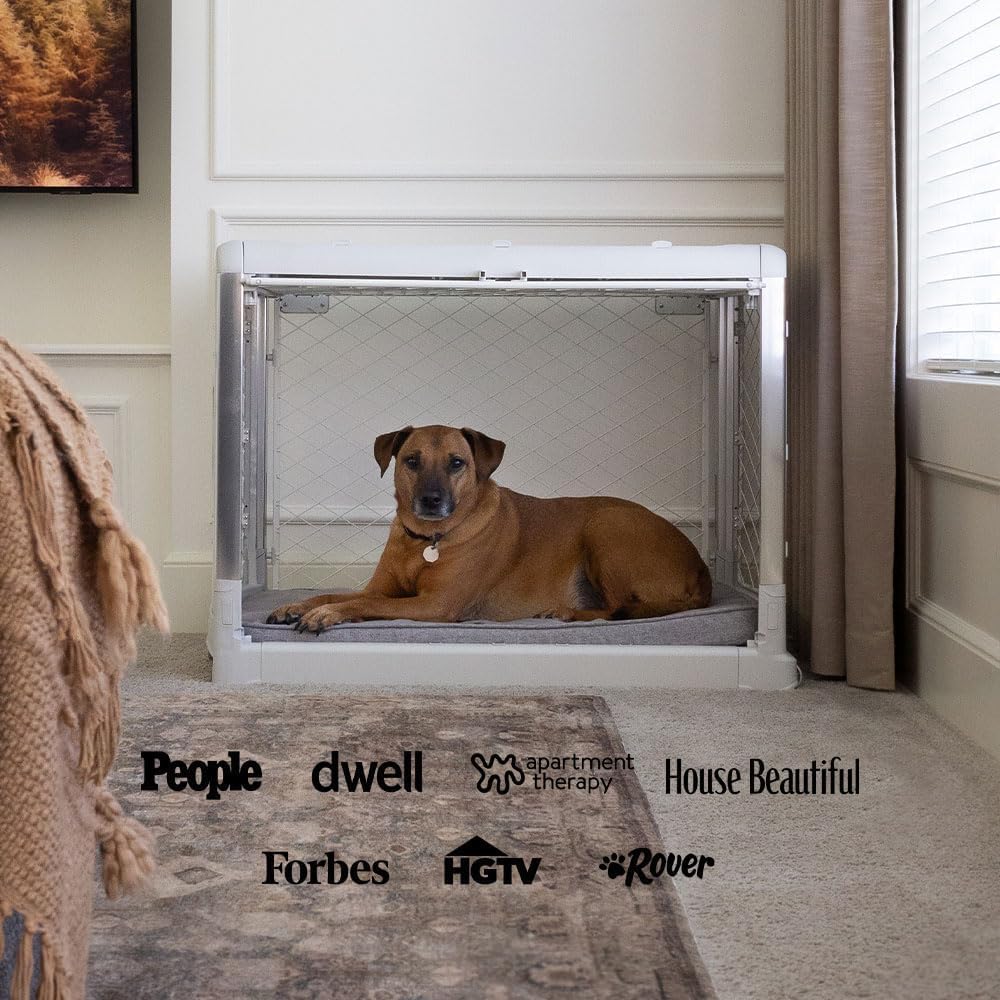 DIGGS Revol Collapsible Dog Crate with Wheels - Premium Portable Dog Crate - Safe, Stylish, and Convenient Indoor Kennel (Smoke, Large)