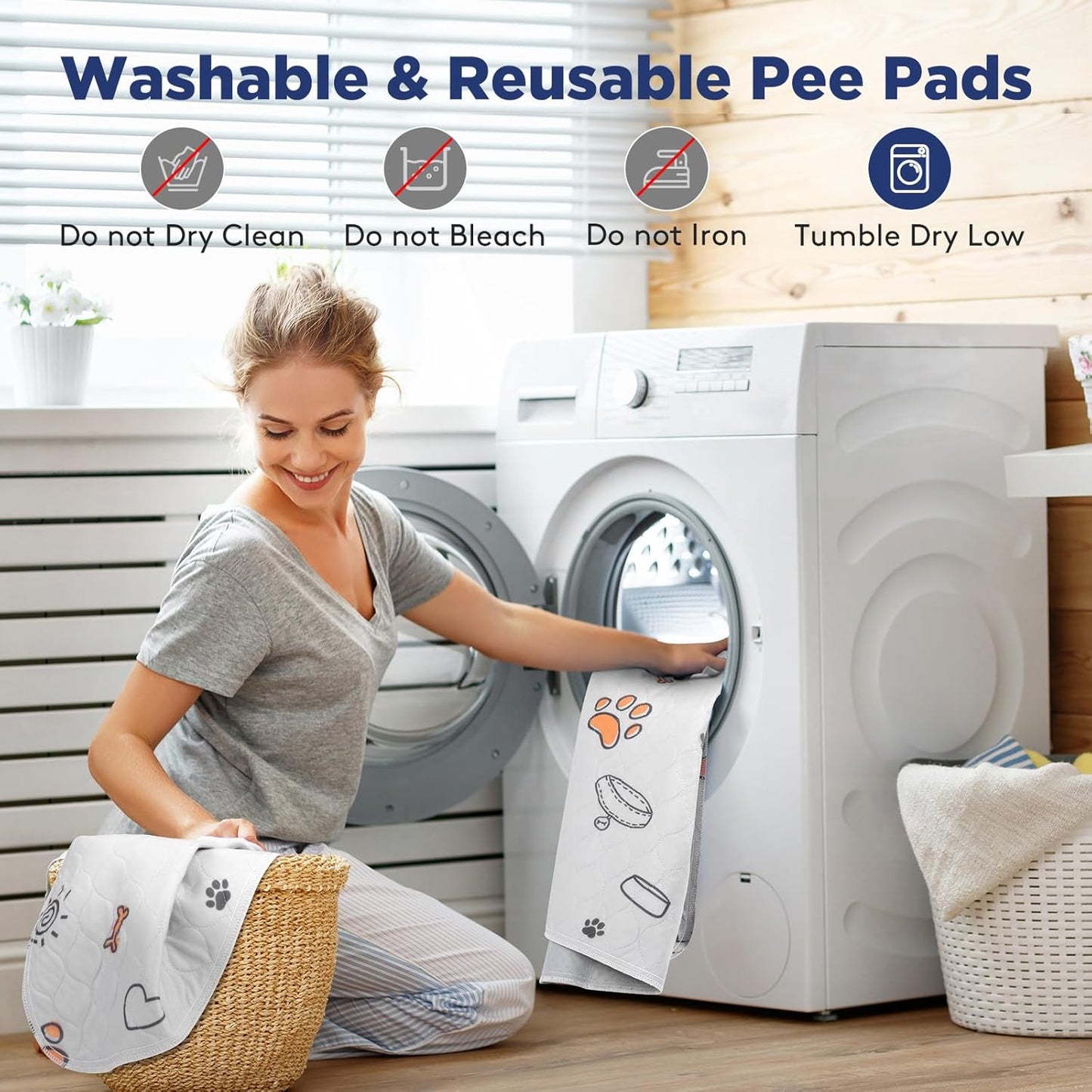 Washable Pee Pads for Dogs, 2 Pack Large 36"x41" Super Absorbent Reusable Training Pads, 100% Waterproof Non-Slip Puppy Whelping Playpen Indoor Mat Pet Supplies