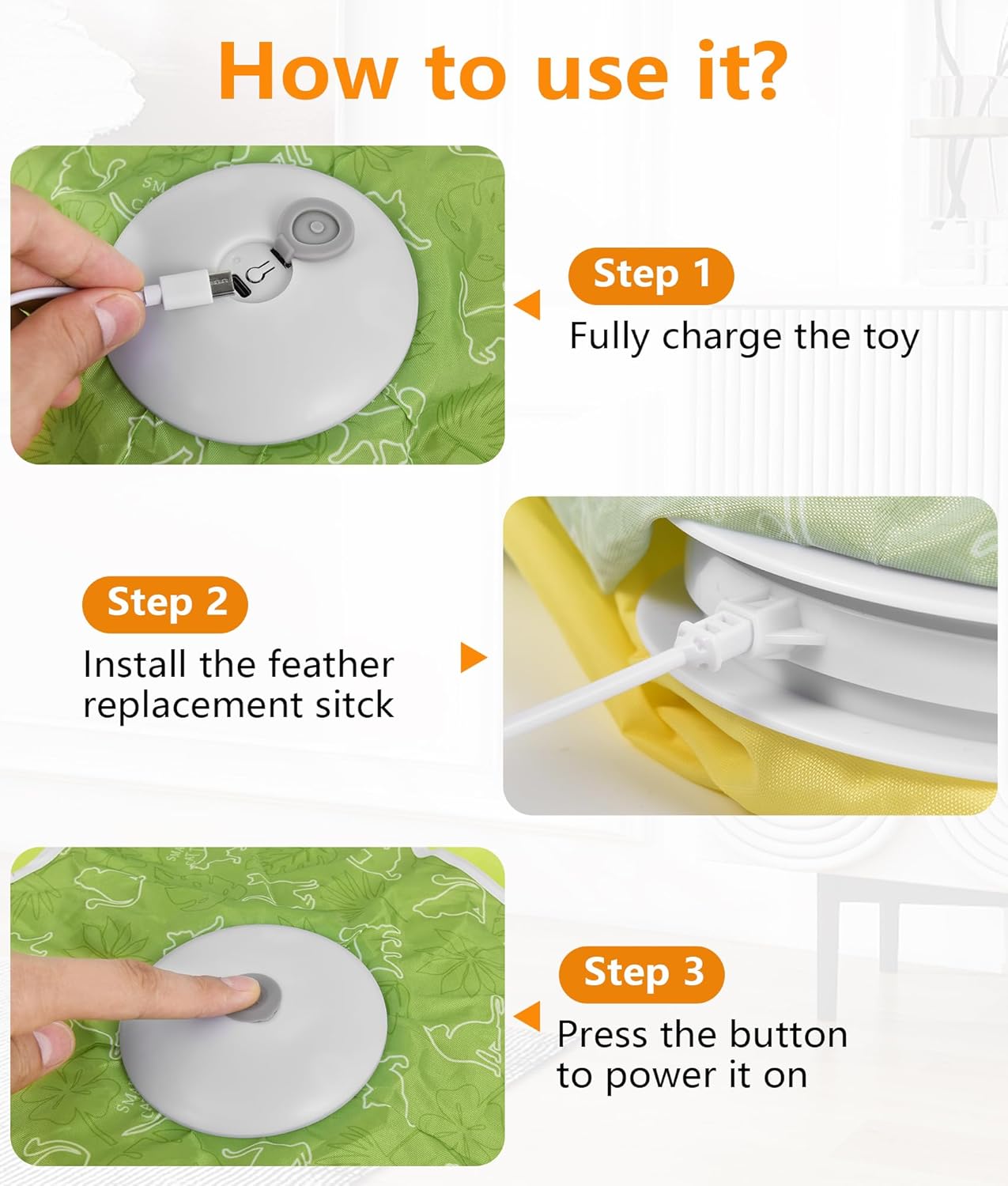 Interactive Cat Toy, Rechargeable Cat Toys for Bored Indoor Adult Cats, Hide and Seek Cat Toy with Motion Activated, Feather Toys, Chirping, Exercise Toys for Indoor Bored Adult Cats