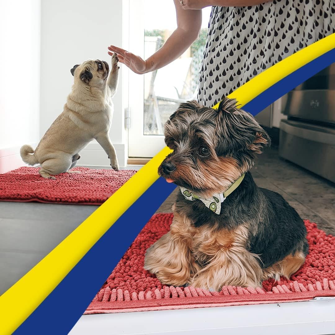 Muddy Mat® Shown on TV – Super Absorbent Door Mat Indoor, Microfiber Quick Dry Chenille Entryway Rug, Non-Slip Front Door Mat, Indoor Mats for Entryway, Machine Washable Pet Rug, Red 36"x60"