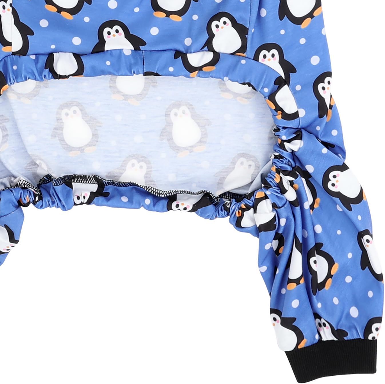 HDE Dog Pajamas One Piece Jammies Jumpsuit Pet Clothes Outfit Stretchy Lightweight Comfy Shirt Pjs for M-3XL Dogs Penguin Polka Dots - M