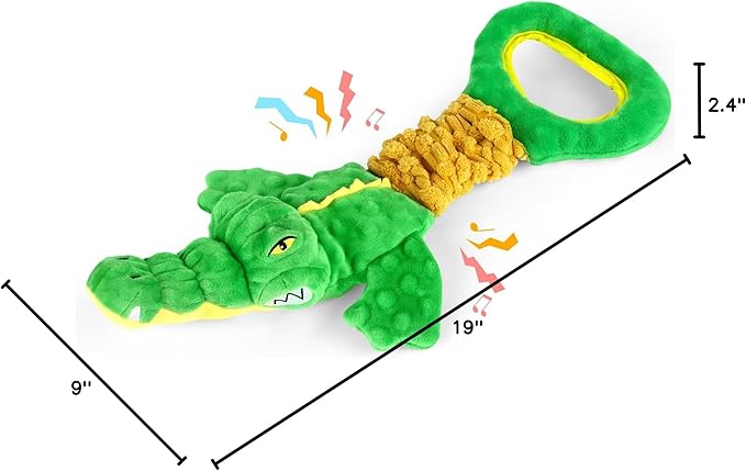 Large Dog Toys, Plush Squeaky Dog Toy with Crinkle Paper and Tug of War Handle, Interactive Puppy Toys for Small, Medium and Large Dogs
