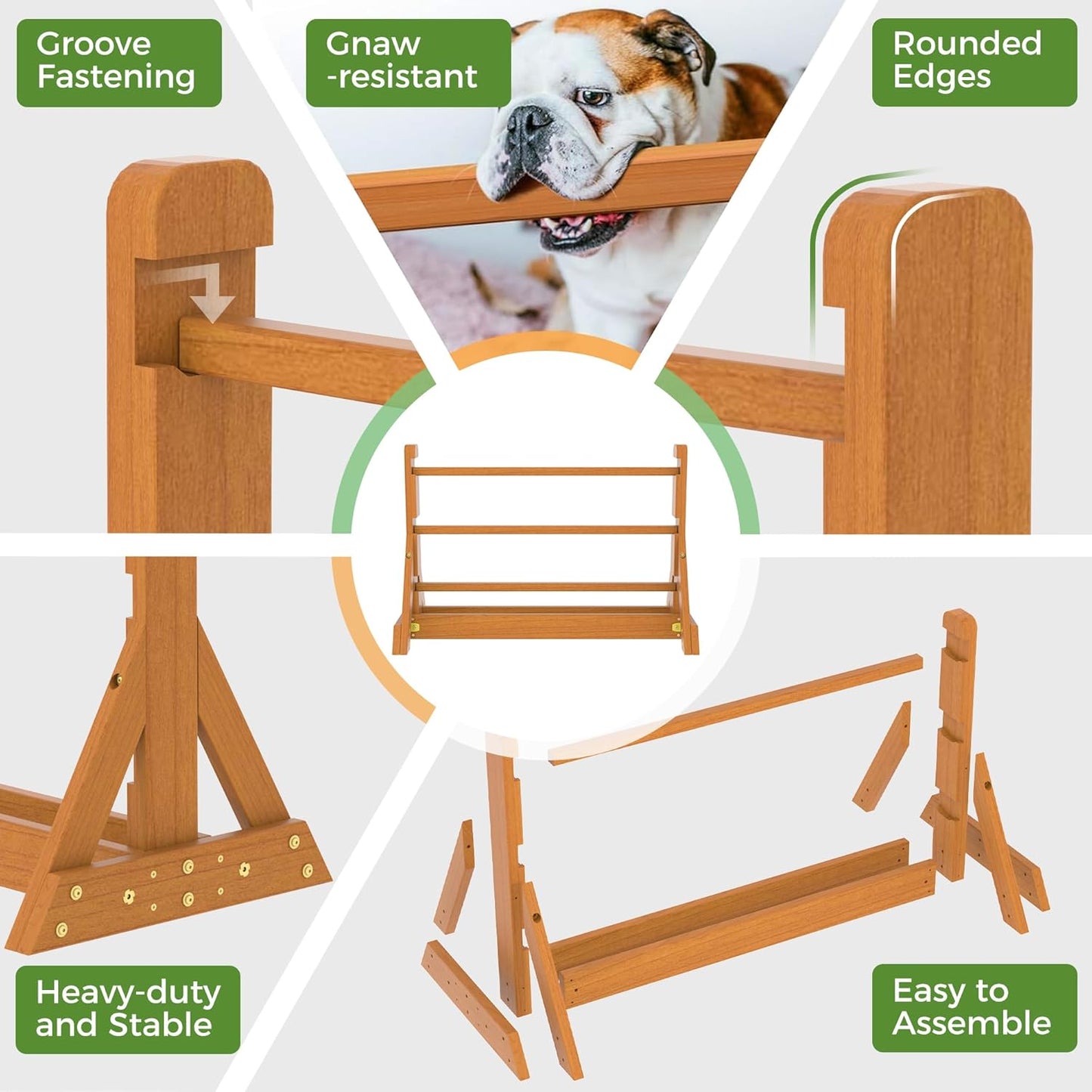 Dog Agility Set, Wooden Dog Agility Jumps & Dog Hurdles,Dog Agility Equipment, Dog Agility Course,Dog Agility Course Backyard Set,Obstacle Course for Dogs,Dog Hurdles Training Equipment