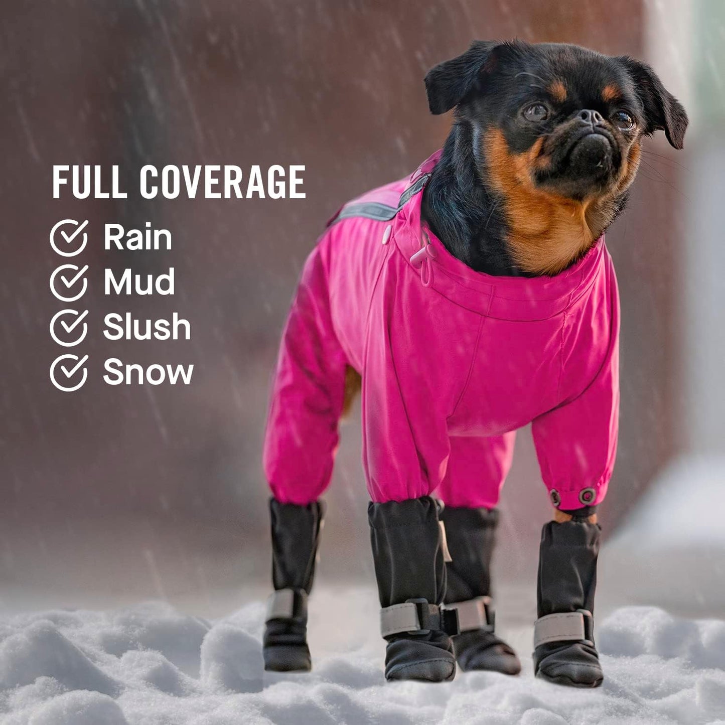 Canada Pooch Dog Winter Boots - Paw Protection, Anti-Slip Dog Shoes with Reflective Strap, Easy On for Small Medium Large Dog Booties - Black, Size 6