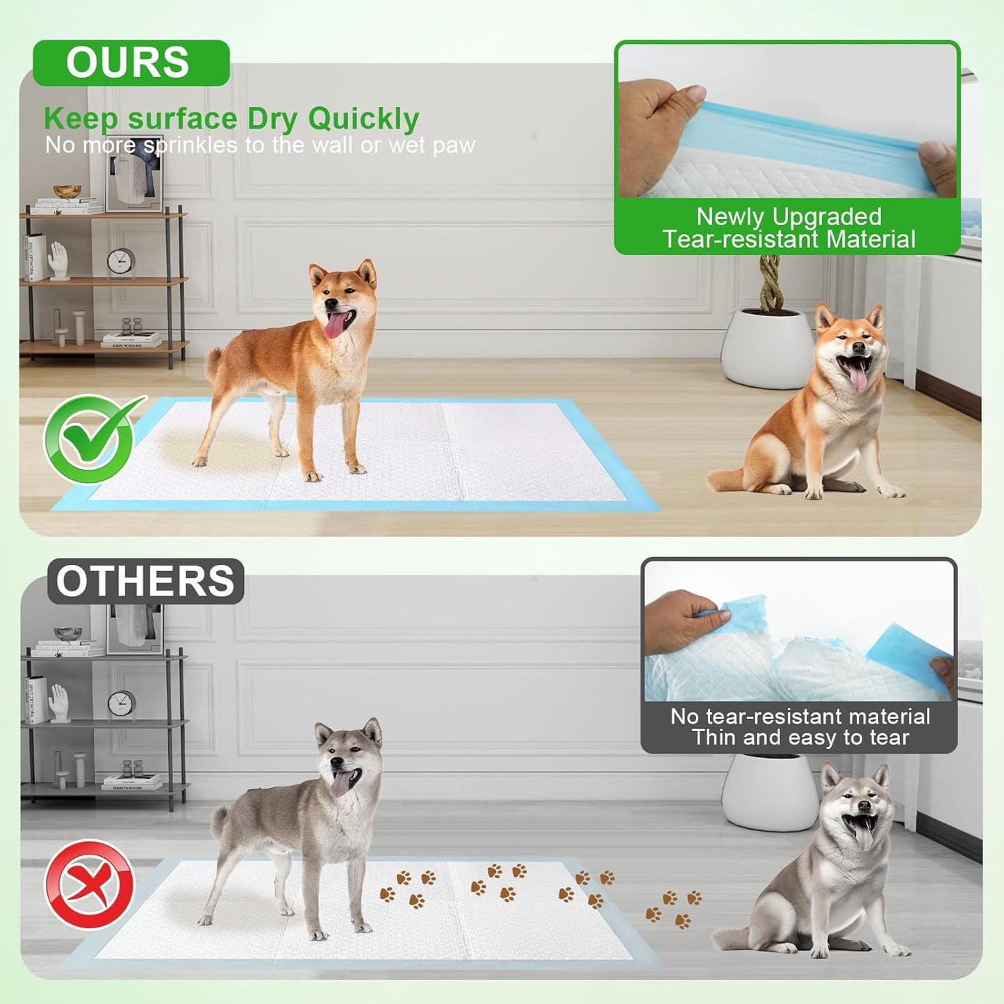 Pee Pads for Dogs & Cats, Extra Large 36"X51", 40 Count, Blue, Polymer, Polyethylene (PE), Fluff Pulp, 6 Layers, Disposable Pet Training Pads