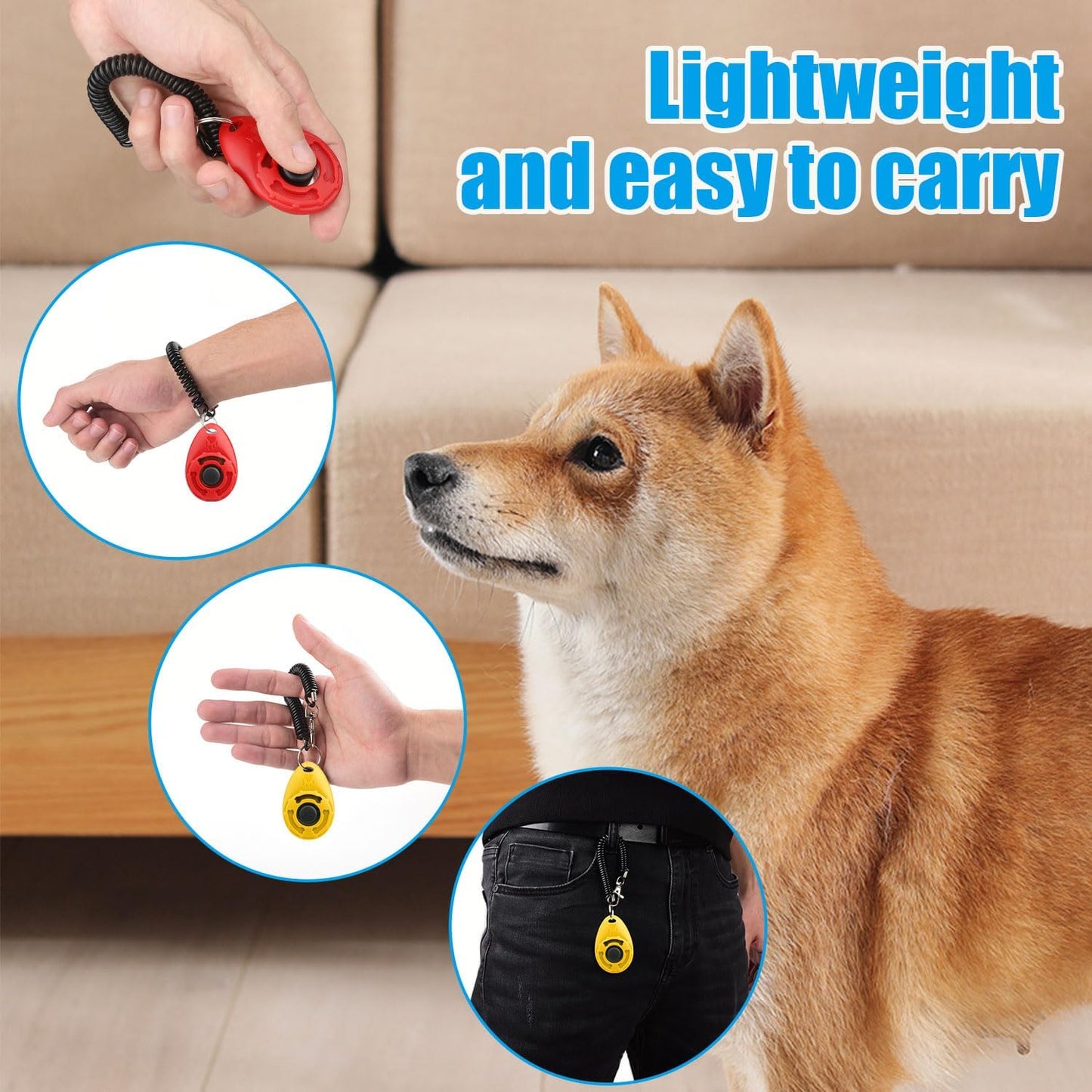 Dog Clicker for Training, 2 Pack Dog Training Clicker, Clicker Dog Training with Wrist Strap, Pet Training Clicker, Perfect for Dog Cat Puppies Behavioral Training (Red and Yellow)