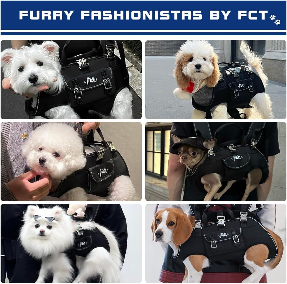 Dog Backpack Carrier - Spine-Friendly for Small Dogs (4-8 lbs), Horizontal Design Dog Carrier with Adjustable Back Straps,Legs-Out Comfort for Travel/Hiking/Cycling (Black, Size S)