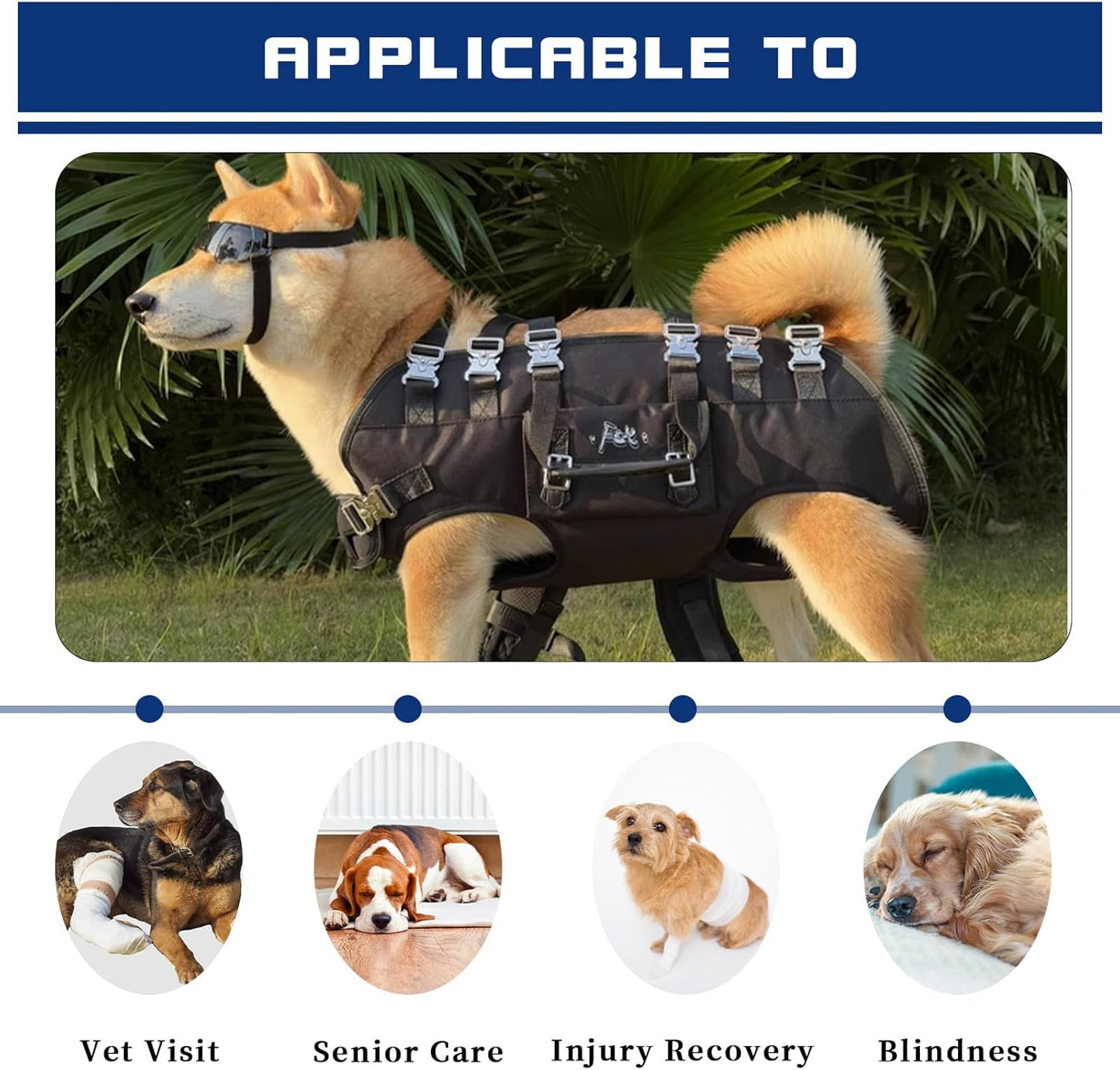 Dog Backpack Carrier - Spine-Friendly for Large Dogs(36-66lbs) Horizontal Design Dog Carrier with Adjustable Back Straps for Joint Injuries, Arthritis, Ideal for Stairs, Elderly Dogs(Size XXL)