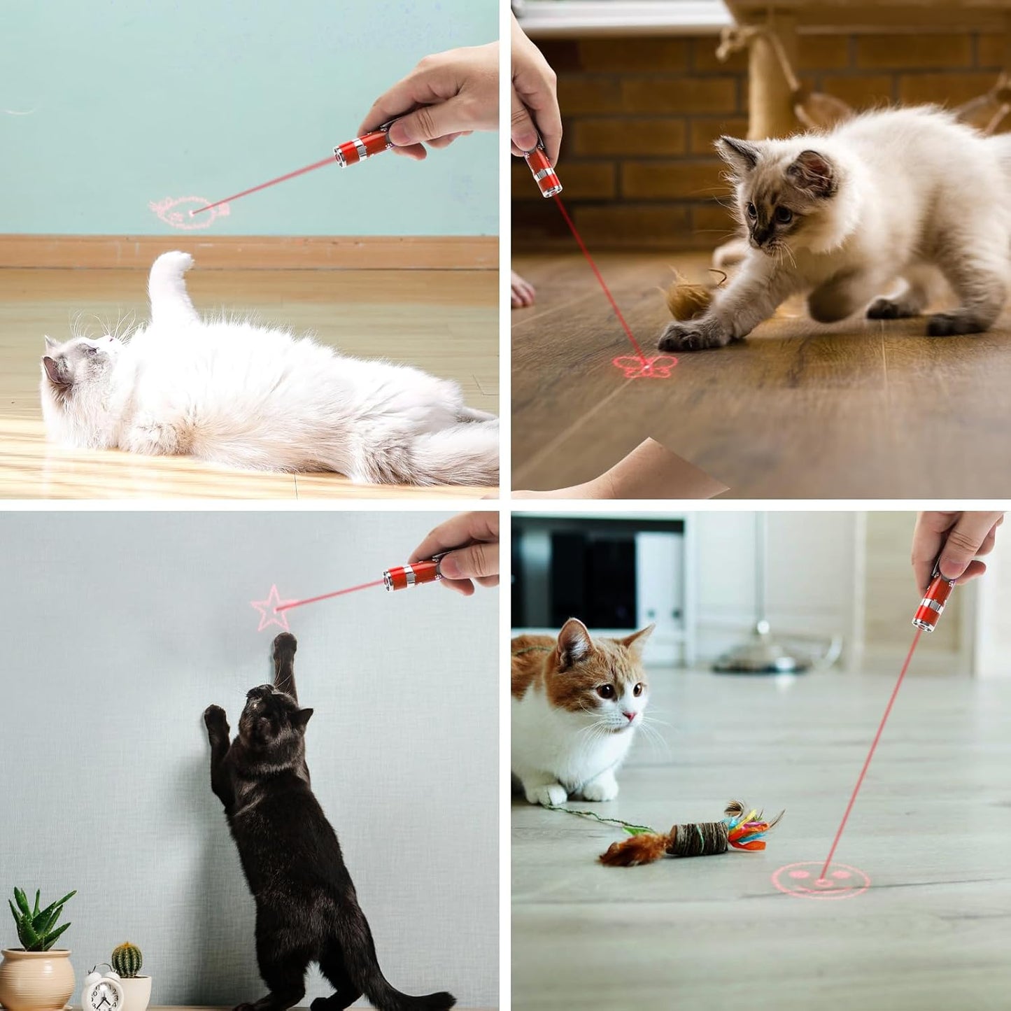 EAWONGEE Cat Toys Rechargeable, Indoor Cats Chase Light, Interactive for Kitty Pet Dog with 3 Light Modes 5 Patterns, Red