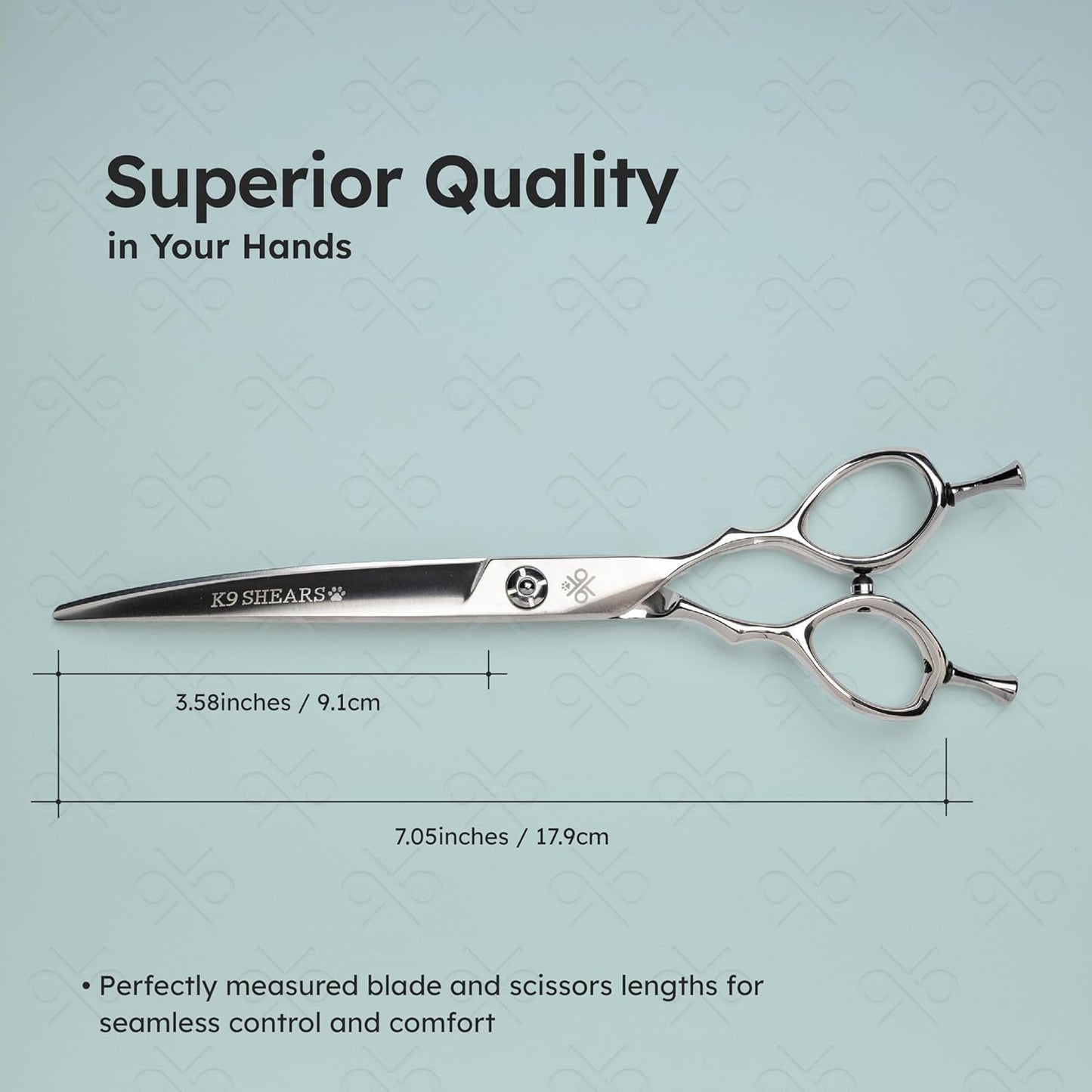 7” Curved Dog Grooming Scissors|VG10 Japanese Steel Professional Pet Grooming Shears for Cats & Dogs|Face, Paws, Ears & Tail Precision Trimming|Lightweight Ergonomic Handcrafted Design|K9 Shears