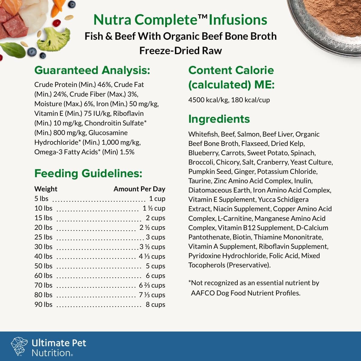 ULTIMATE PET NUTRITION Nutra Complete Bone Broth Infusions, 100% Freeze Dried Raw Veterinarian Formulated Dog Food with Antioxidants Prebiotics and Amino Acids, (3 Pound, Bone Broth Fish)