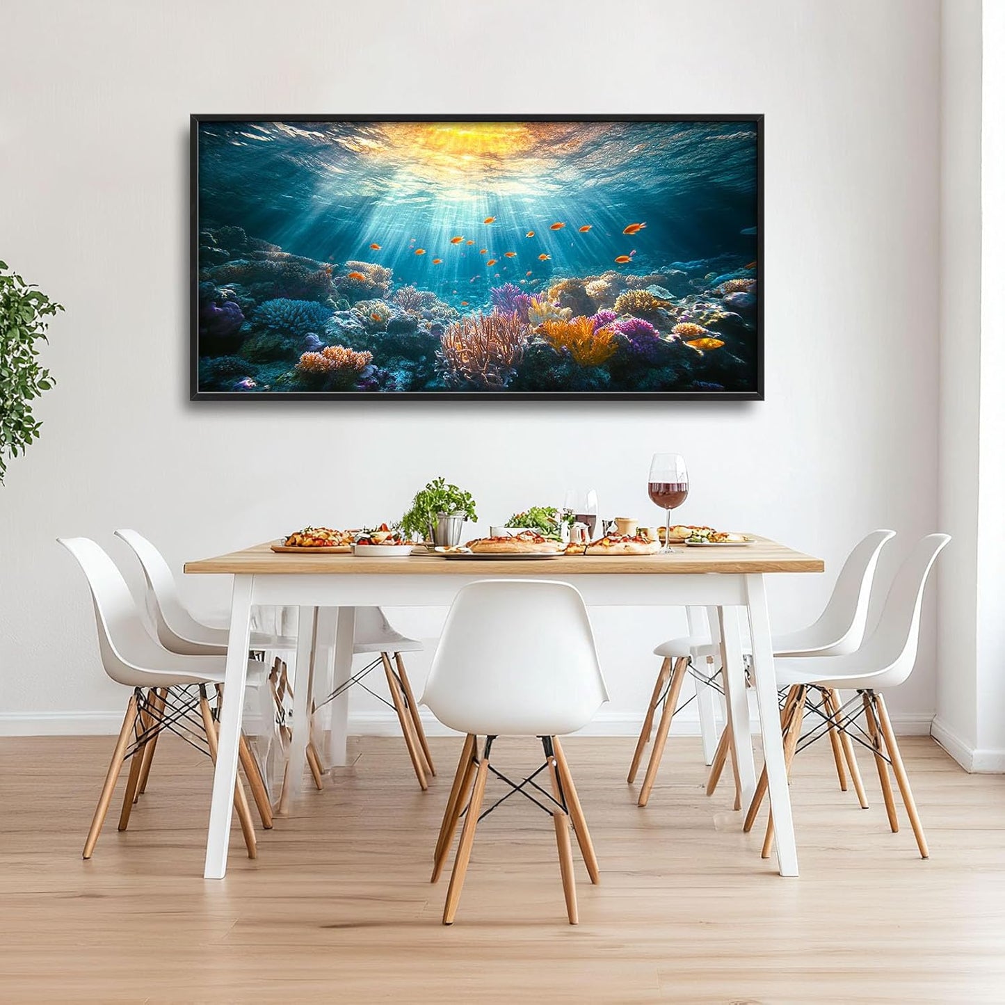 Quorin Ocean Large Wall Art Undersea Pictures Sea Nautical Wall Decor Coral Reef Fish Canvas Print Painting Artwork for Bathroom Living Room Bedroom 60L x 30W