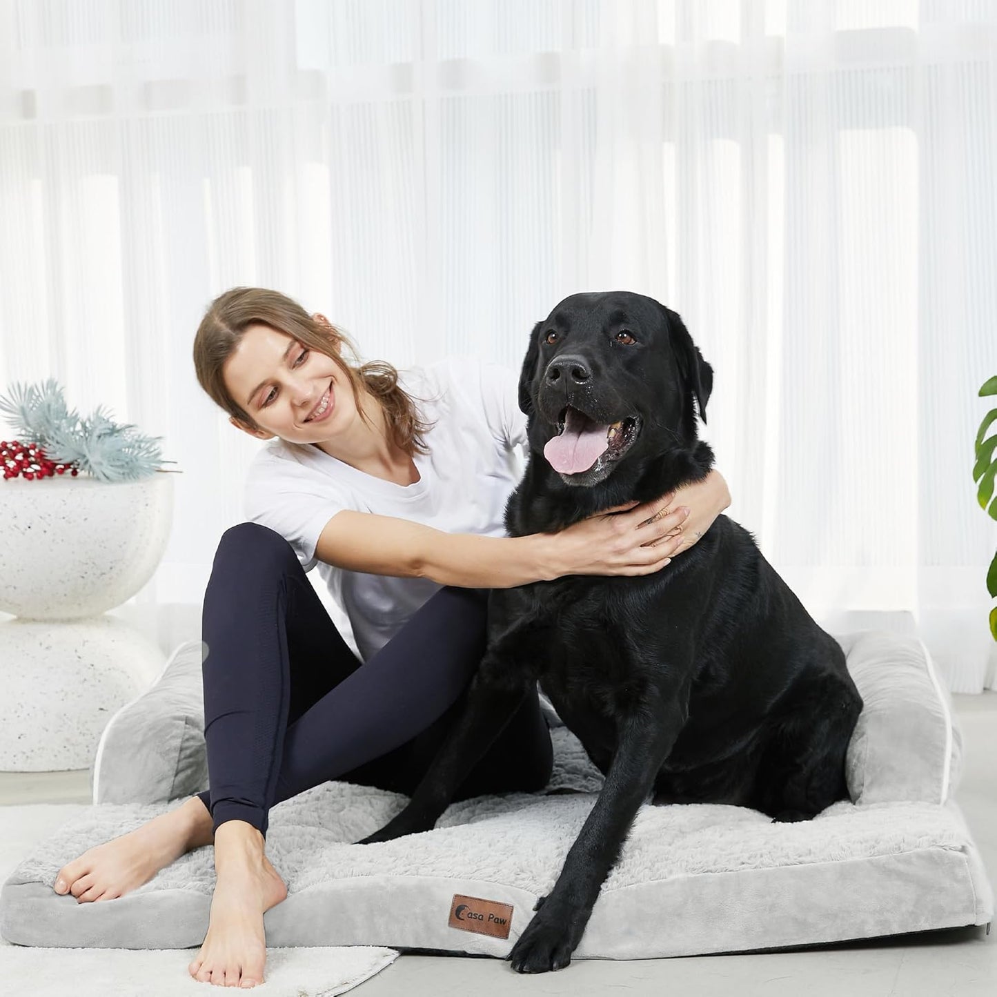 Orthopedic Dog Beds for Extra Large Dogs, Waterproof Dog Beds XLarge, Memory Foam Dogs Couch Beds with Comfy Bolster, Removable Washable Cover and Nonskid Bottom (X-Large,Grey White)