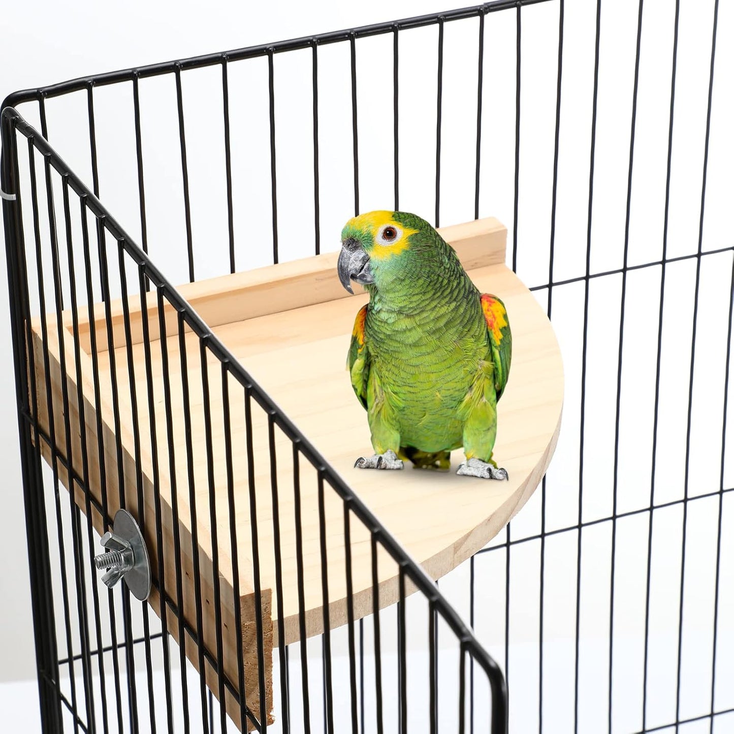 Wettarn 6 Pcs Bird Perch Platform Bird Corner Parrot Perch Corner Wooden Stand Sector Playground Cage Accessories Shelf for Parakeet Conure Cockatiel Budgie Gerbil Rat(7.1 x 7.1 Inch)