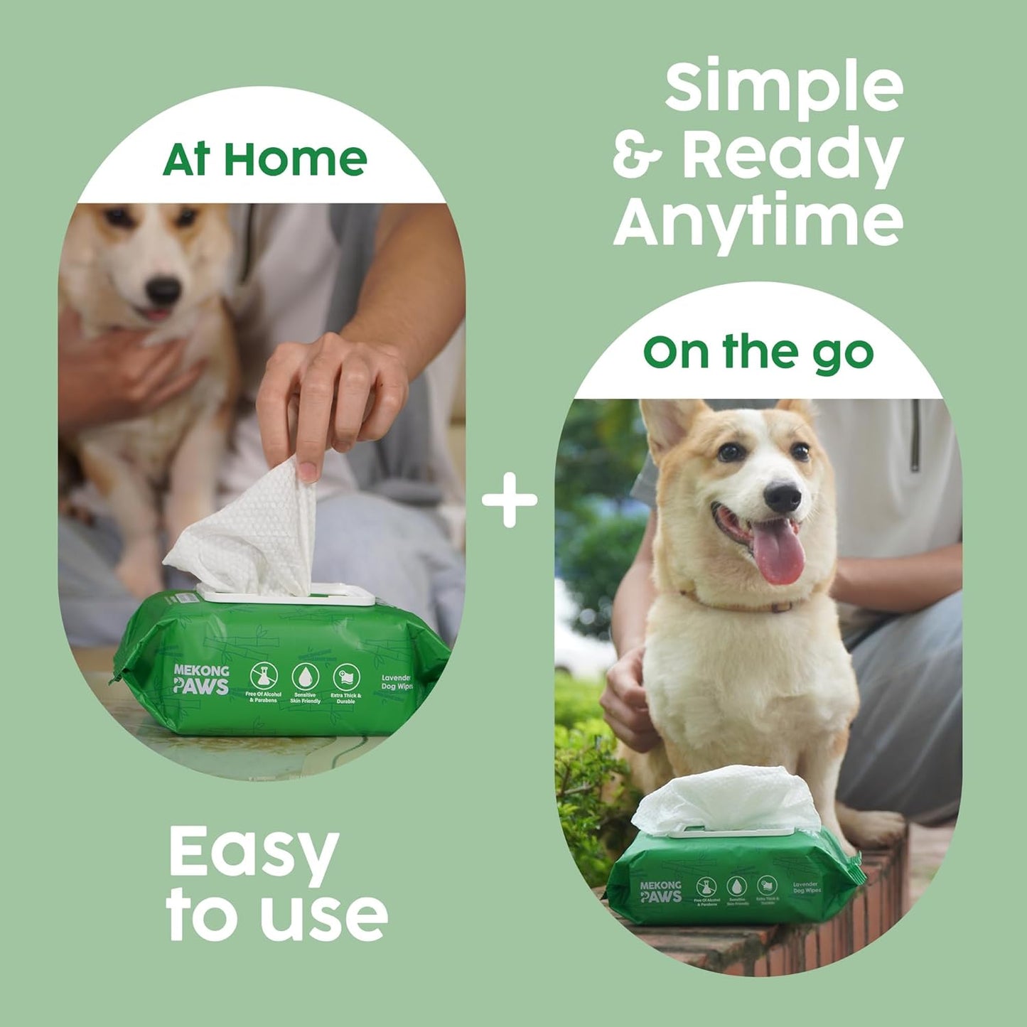 Pet Grooming Wipes - Unscented - Natural & Organic Bamboo Base - Freshening Wipes for Dog & Cat - Skin-Friendly & Gentle - Thick & Durable for Paws, Coat & Bum Cleansing - 400 Count