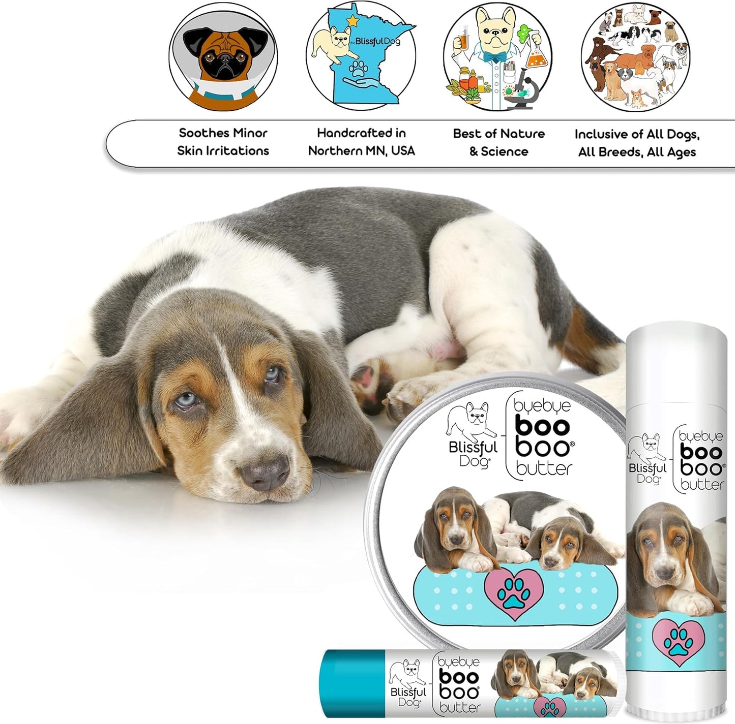 The Blissful Dog .15 oz Tube Basset Hound Booboo Butter
