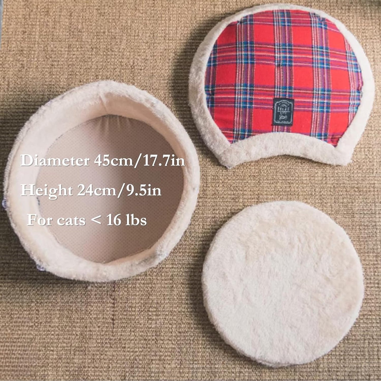 Cat Cave Bed – Plush, Warm & Calming Hideaway with Detachable Lid & Mat, Covered House for Indoor Kitten & Kitty (Yellow)