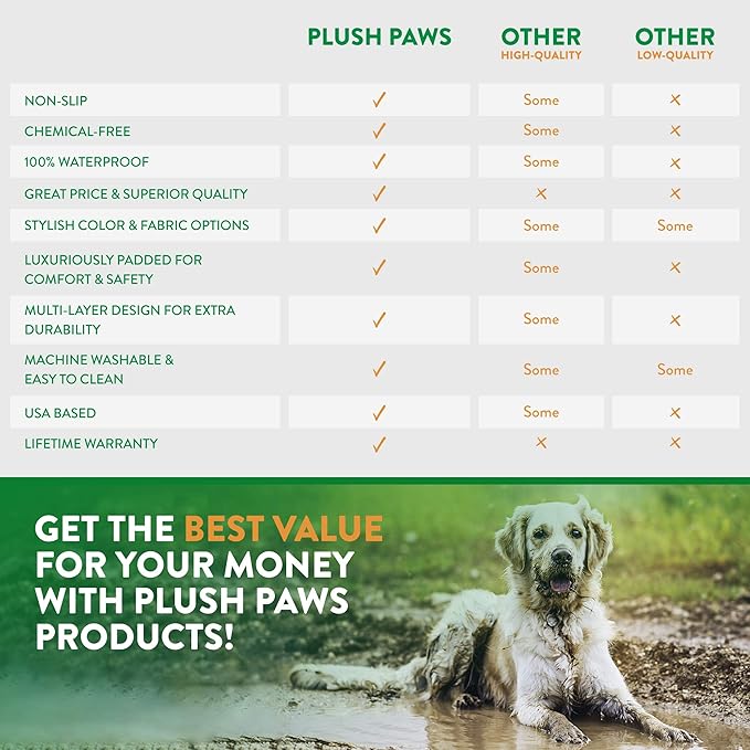 Plush Paws Products Velvet Rear Car Seat Protector w/Hammock | Washable & Waterproof Back Seat Dog Cover for Car, Truck, & SUV | Nonslip, Tear Resistant Pet Seat Cover | X-Large Desert Sand