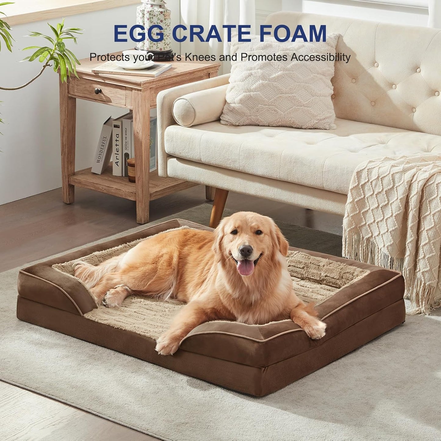 FURTIME Orthopedic Dog Bed for Extra Large Dogs - XL Waterproof Dog Sofa Bed, Ultra Comfy Supportive Foam Pet Bed with Removable Washable Cover, Jumbo Dog Bed with Nonskid Bottom