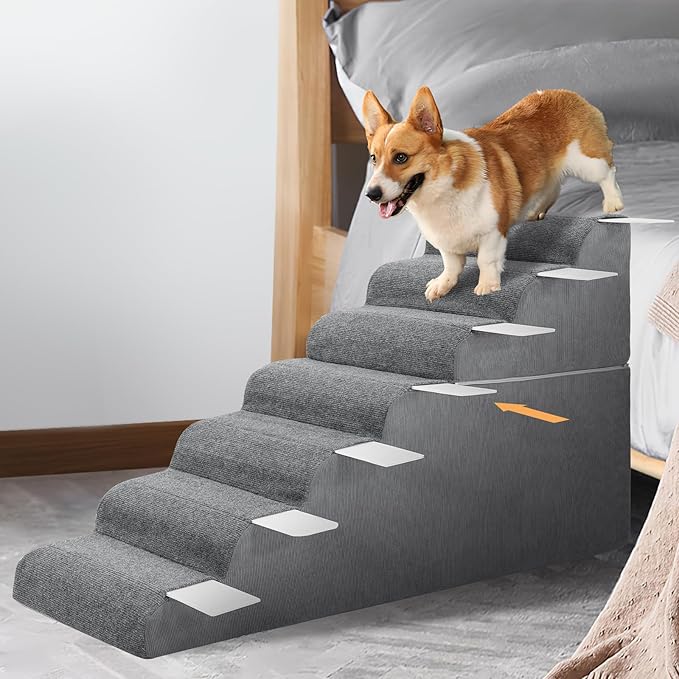 ๐ณ ๐ฆ๐๐ฒ๐ฝ๐ Dog Steps for High Bed, 30'' High Dog Stairs for Small Dogs, Waterproof Pet Stairs for Small Old Large Dogs and Cats with Removable Cover & PE Support Board for Bed, Car or Couch