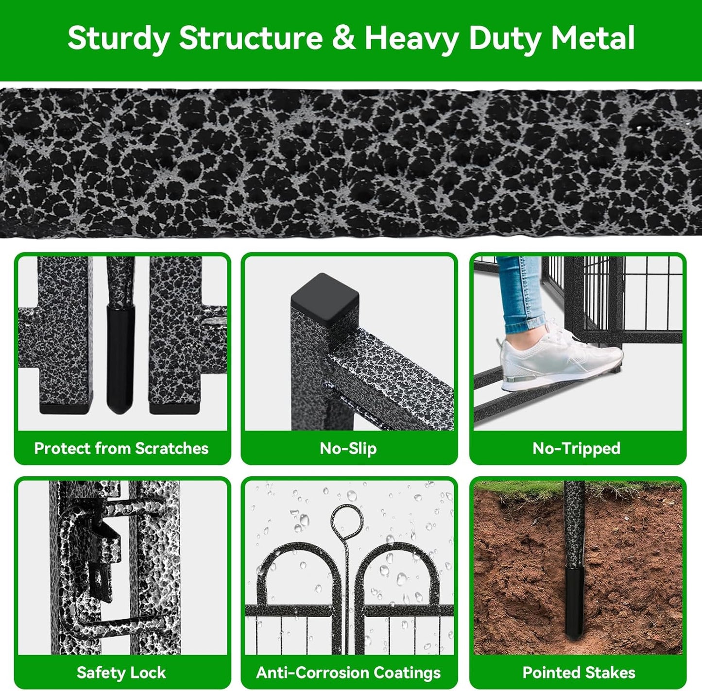 Dog Playpen Outdoor 16 Panels Heavy Duty Dog Fence 40" Height Anti-Rust with Doors Portable for RV Camping Yard, Total 36FT, 102 Sq.ft, Snowy Black